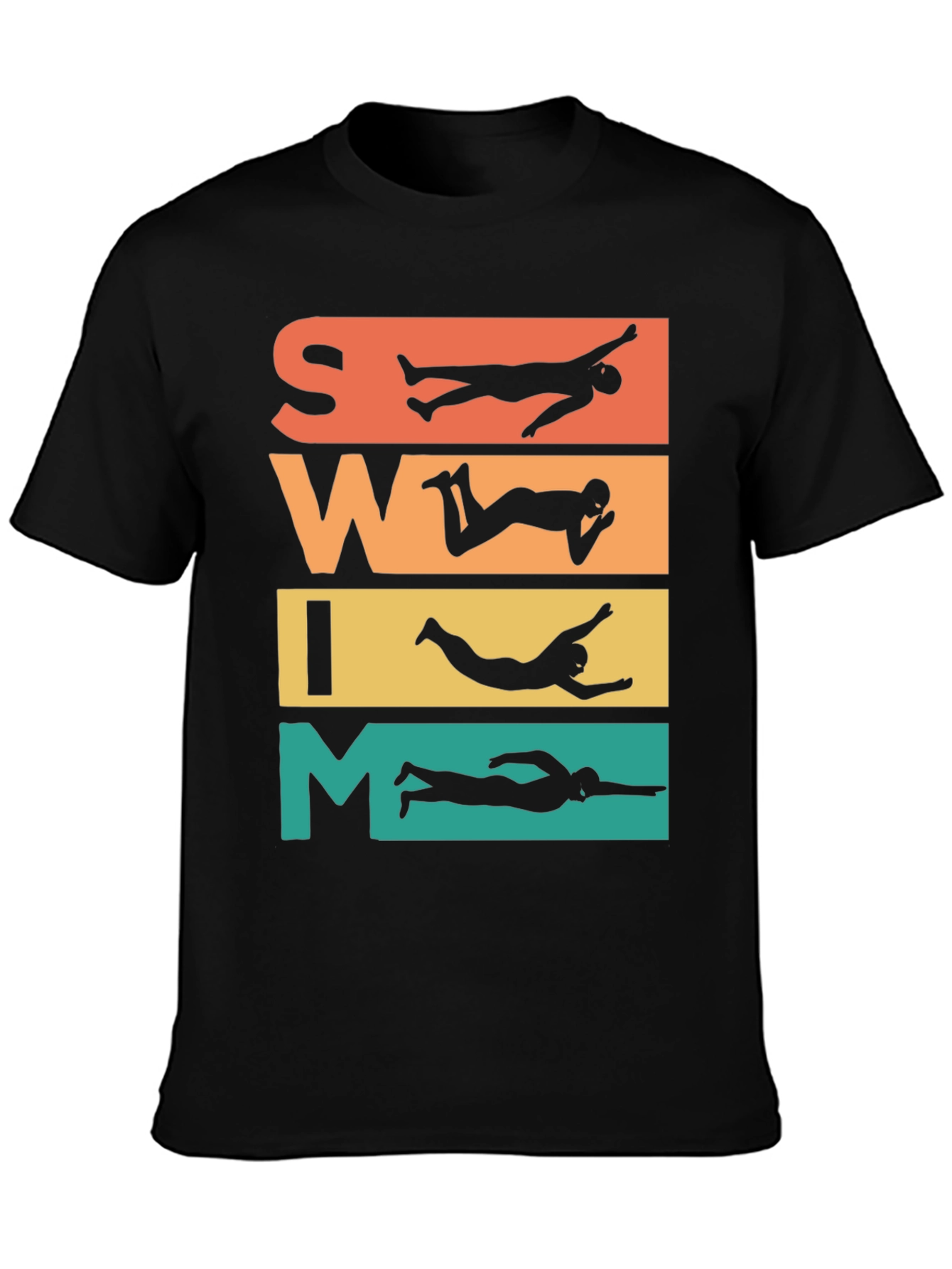 Swim Retro T-Shirt: Swimmer Silhouette Design