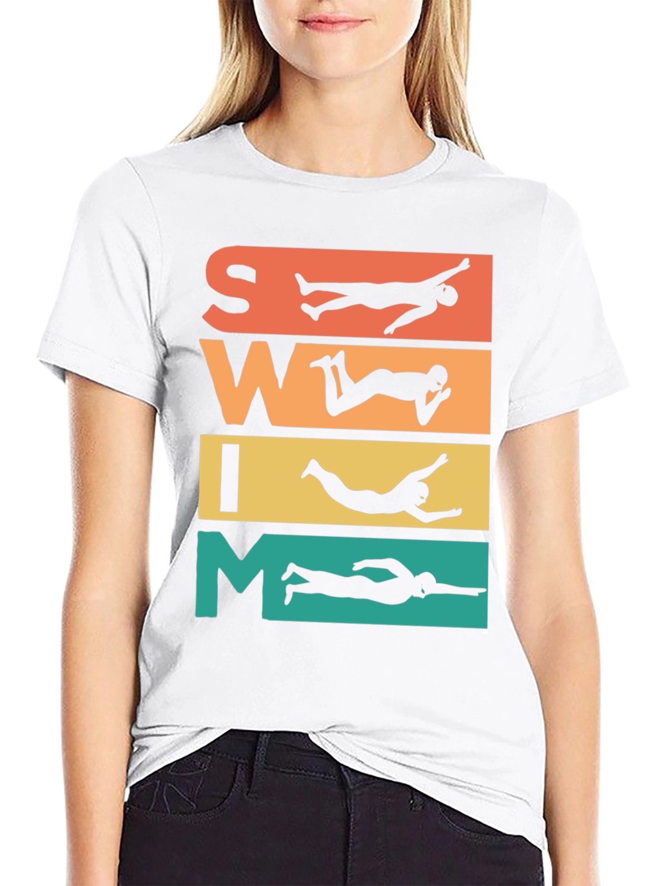 Swim Retro T-Shirt: Swimmer Silhouette Design