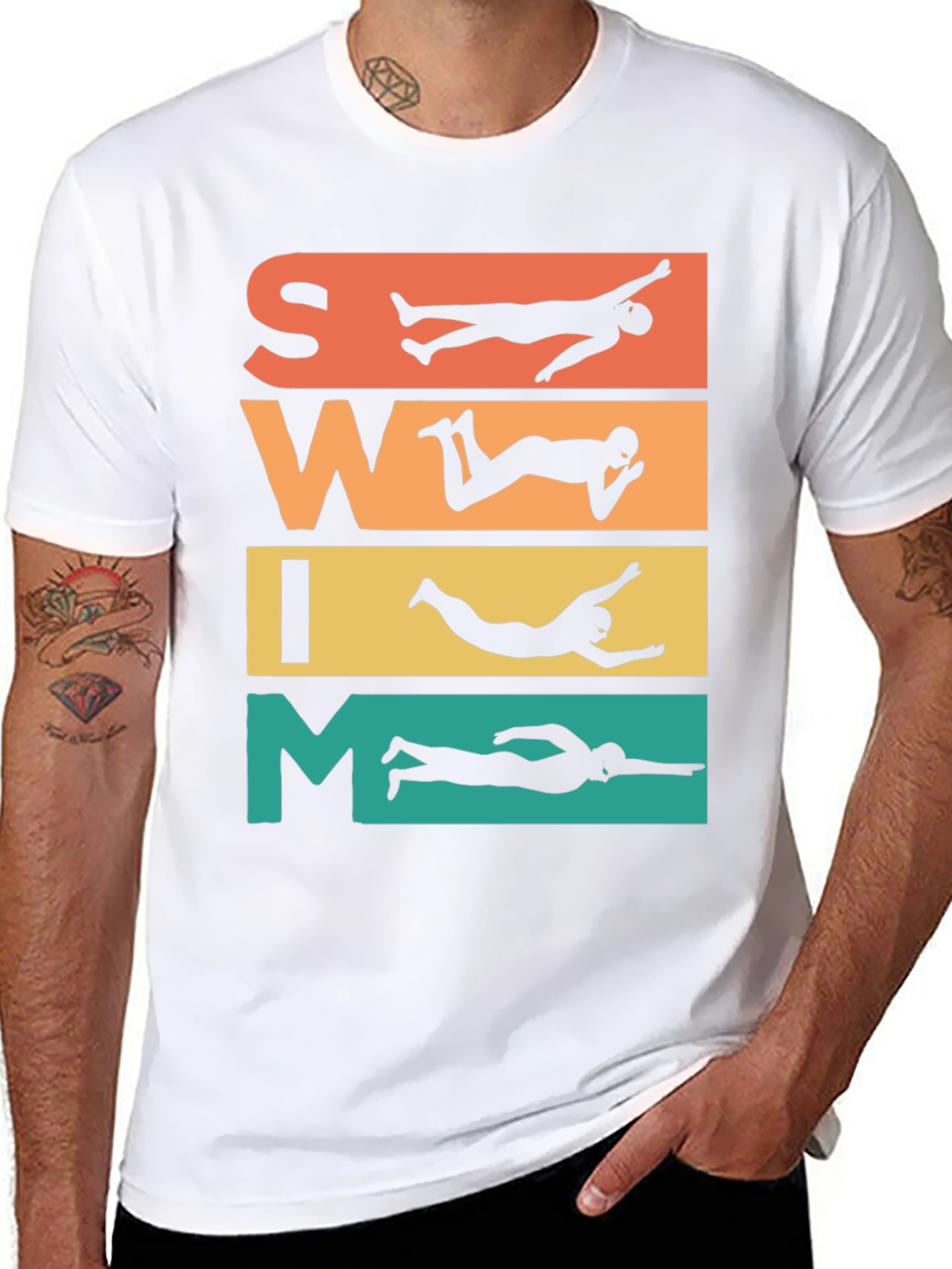 Swim Retro T-Shirt: Swimmer Silhouette Design