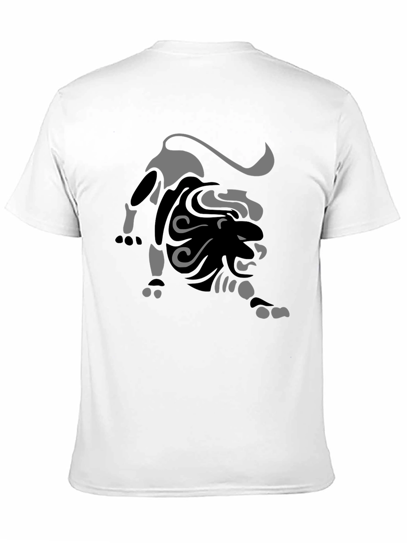 Black T-Shirt with Abstract Lion Graphic