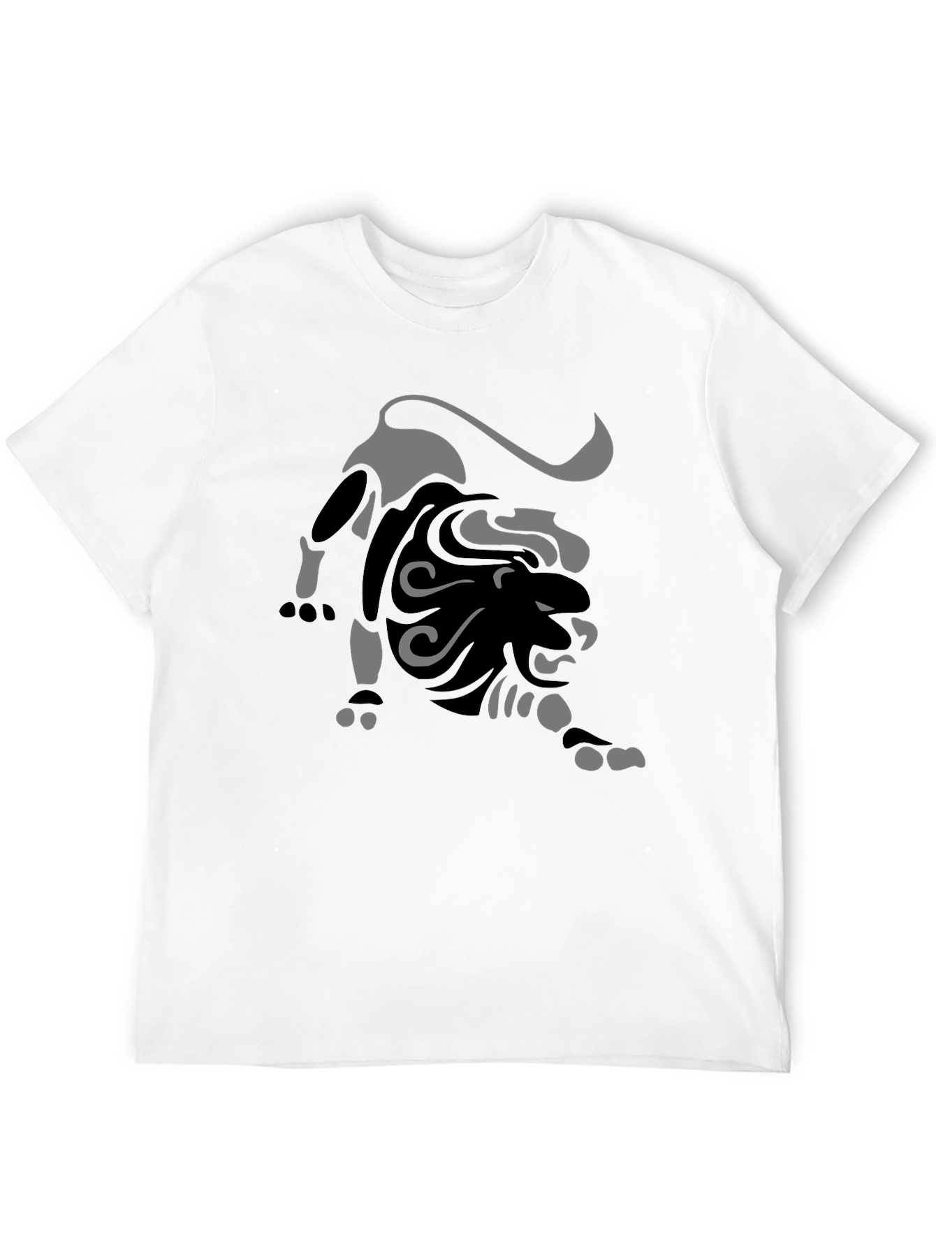 Black T-Shirt with Abstract Lion Graphic
