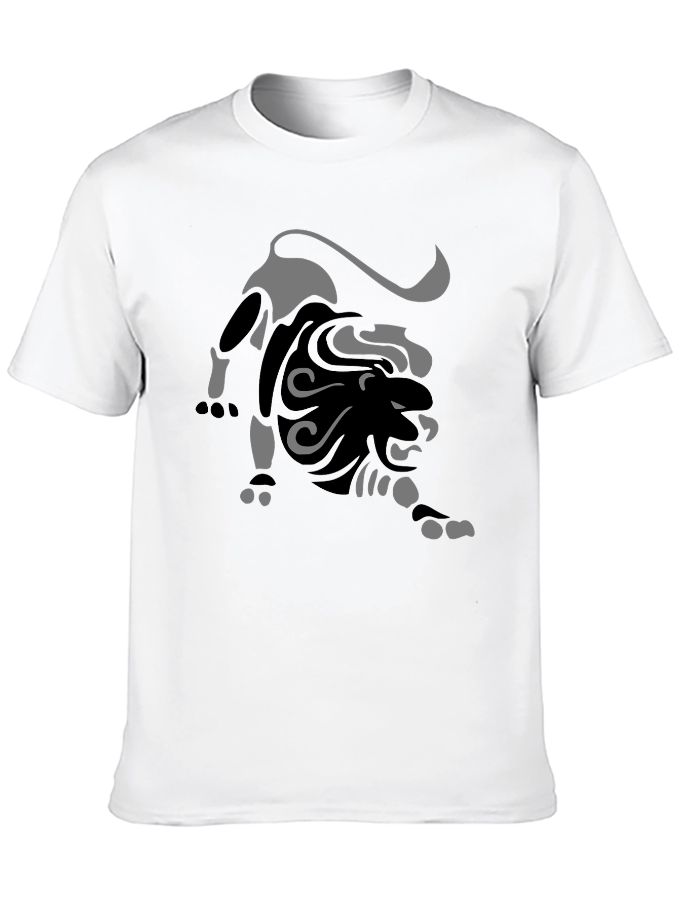 Black T-Shirt with Abstract Lion Graphic