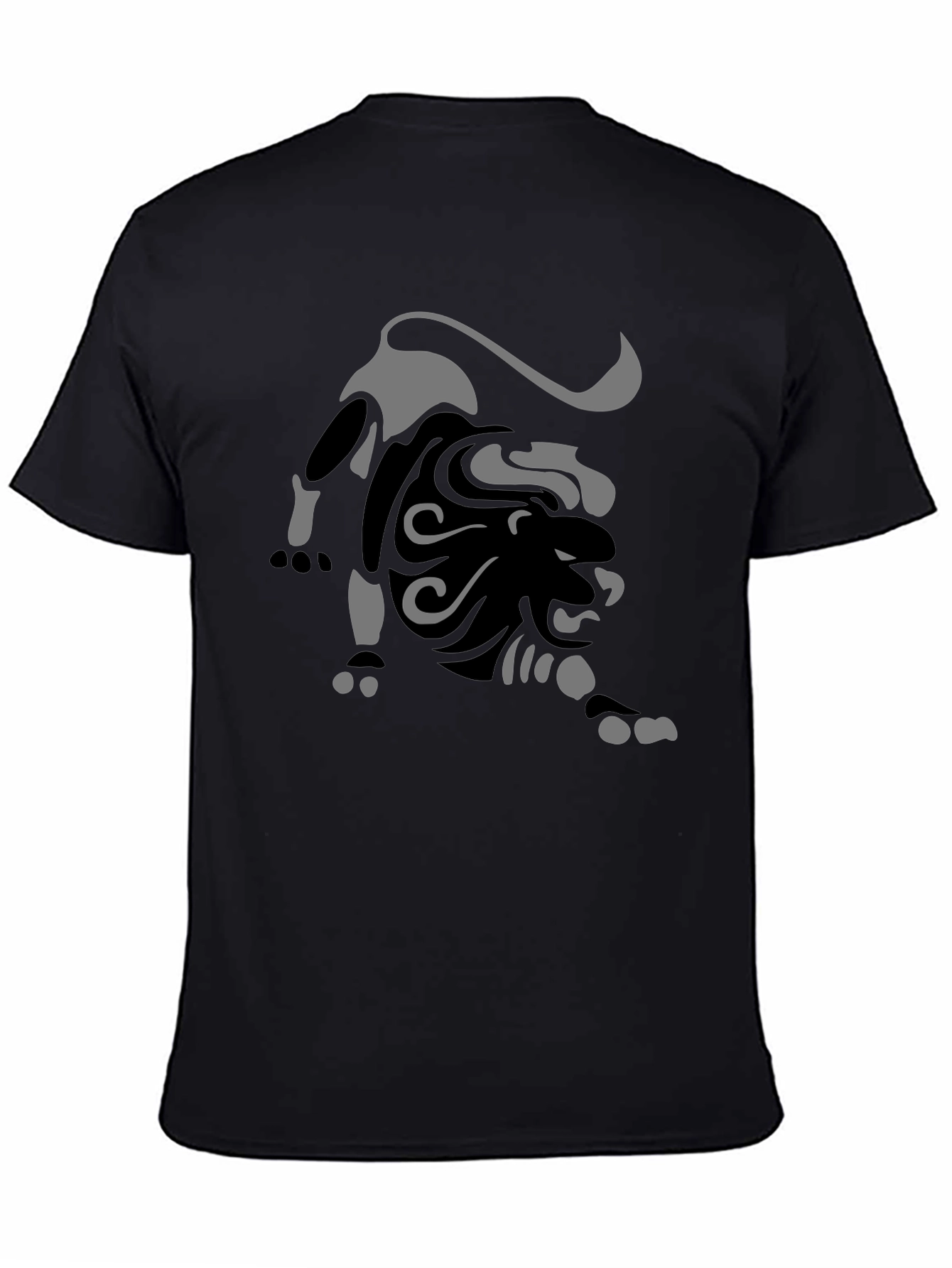 Black T-Shirt with Abstract Lion Graphic