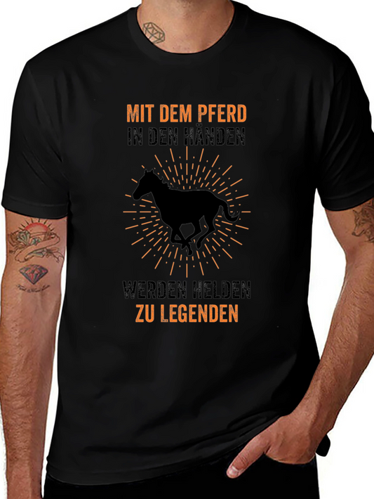 Horse Legend T-Shirt - Mit dem Pferd in den Händen Design