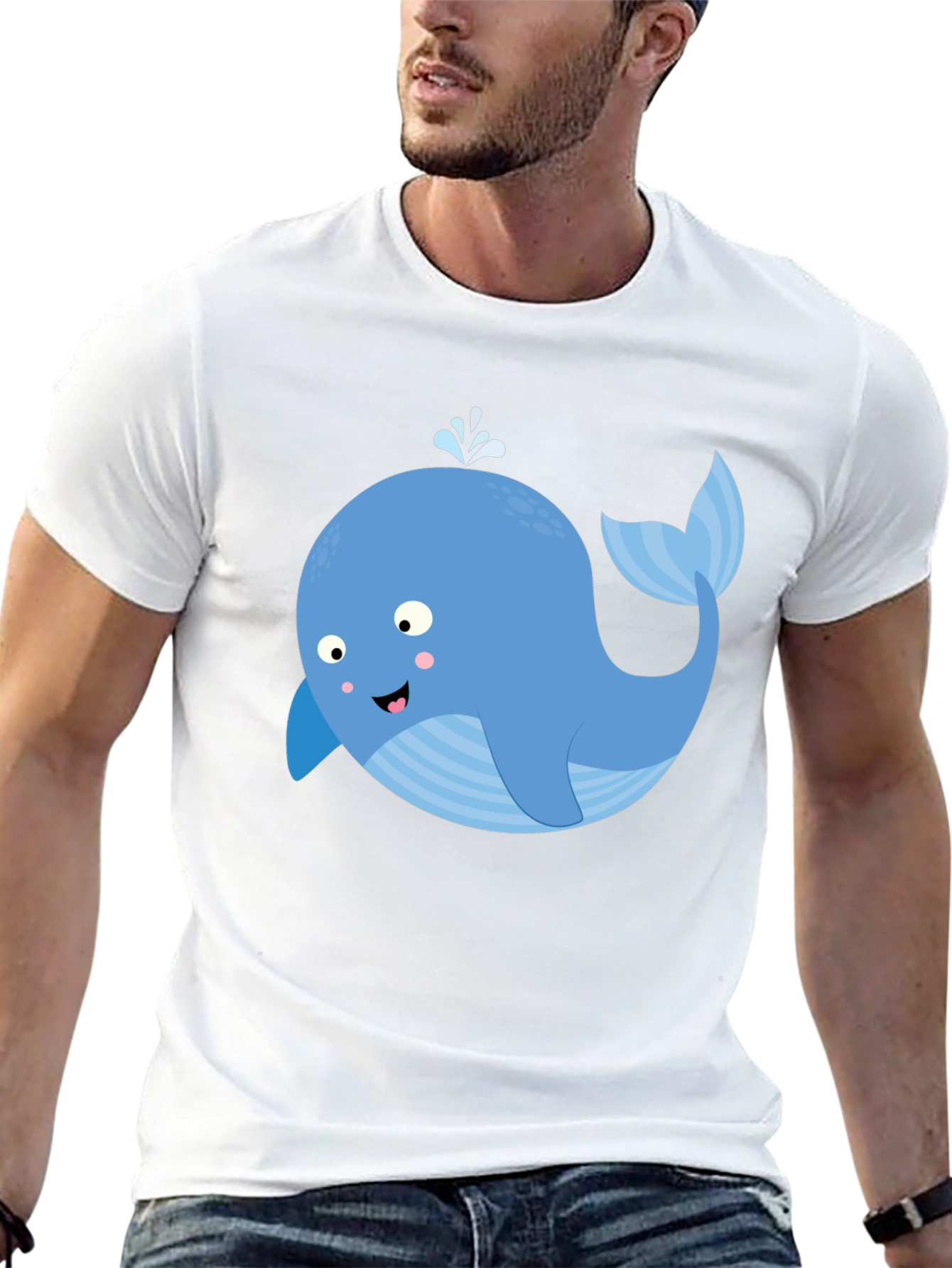 Whimsical Whale Graphic T-Shirt - Black