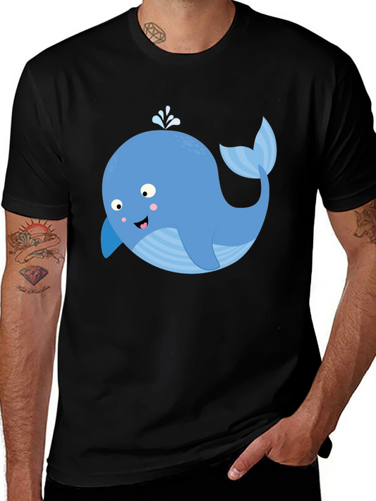 Whimsical Whale Graphic T-Shirt - Black