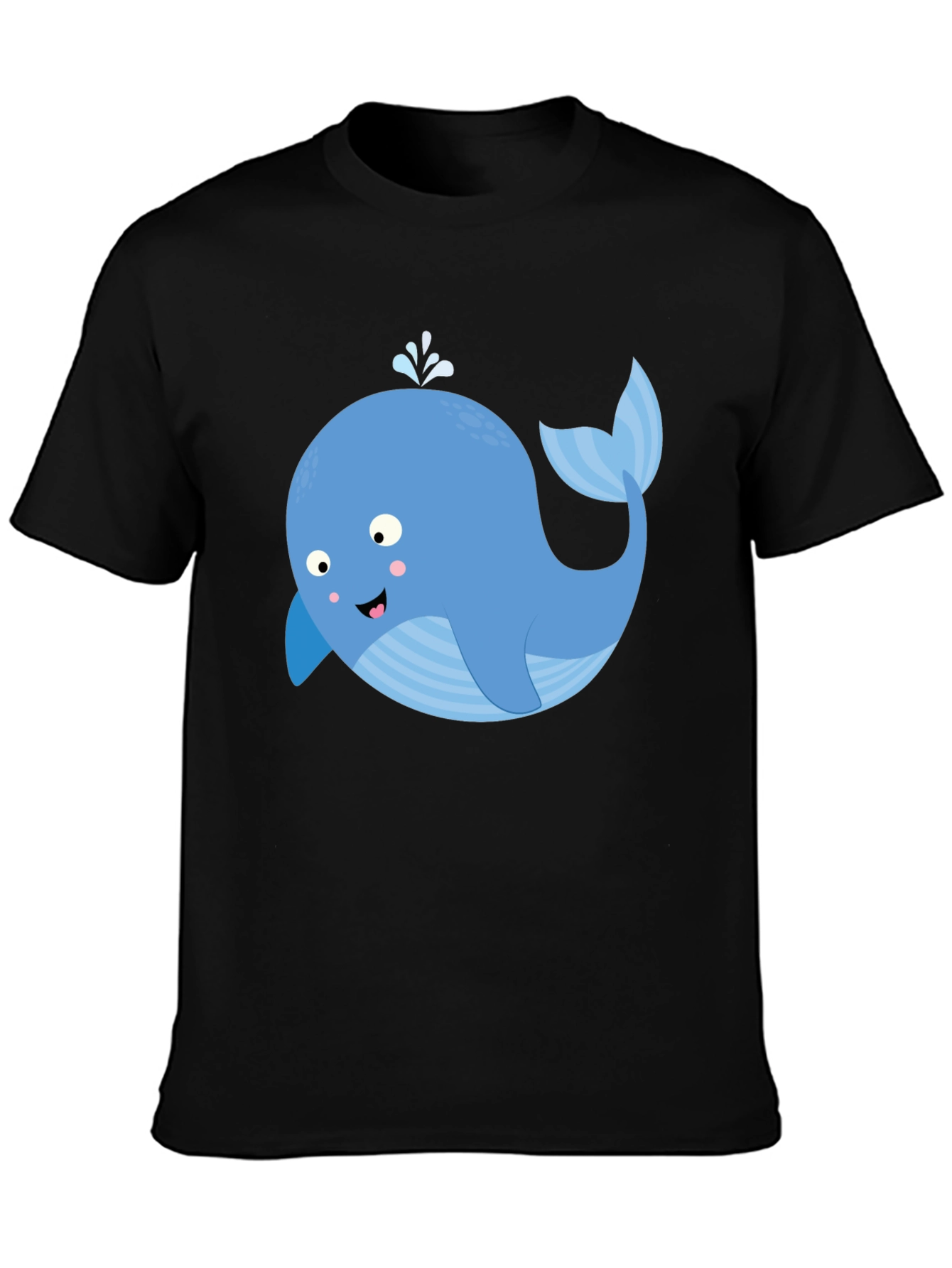 Whimsical Whale Graphic T-Shirt - Black