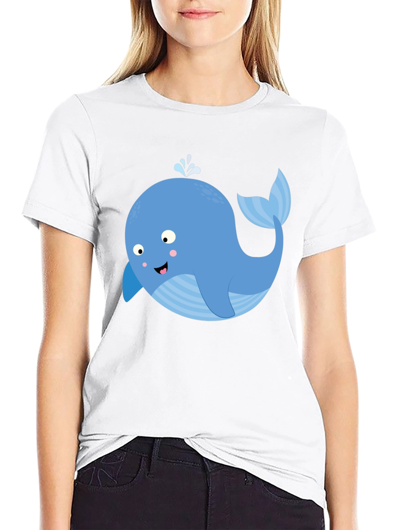 Whimsical Whale Graphic T-Shirt - Black