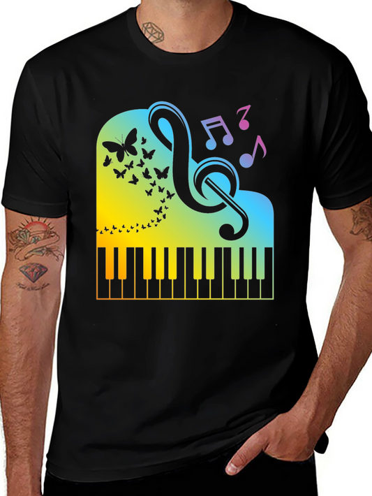 Piano Music Graphic Tee - Black