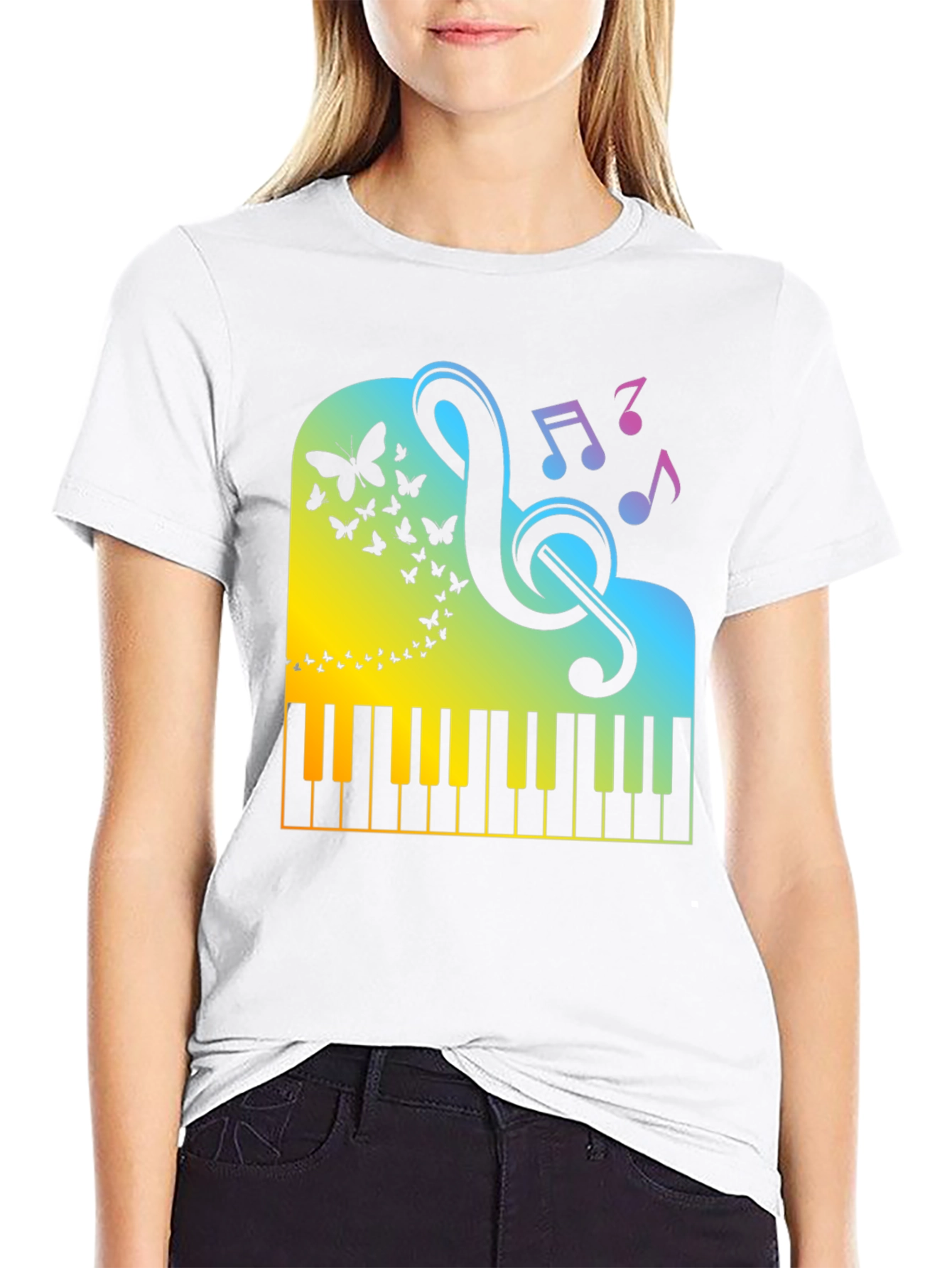 Piano Music Graphic Tee - Black