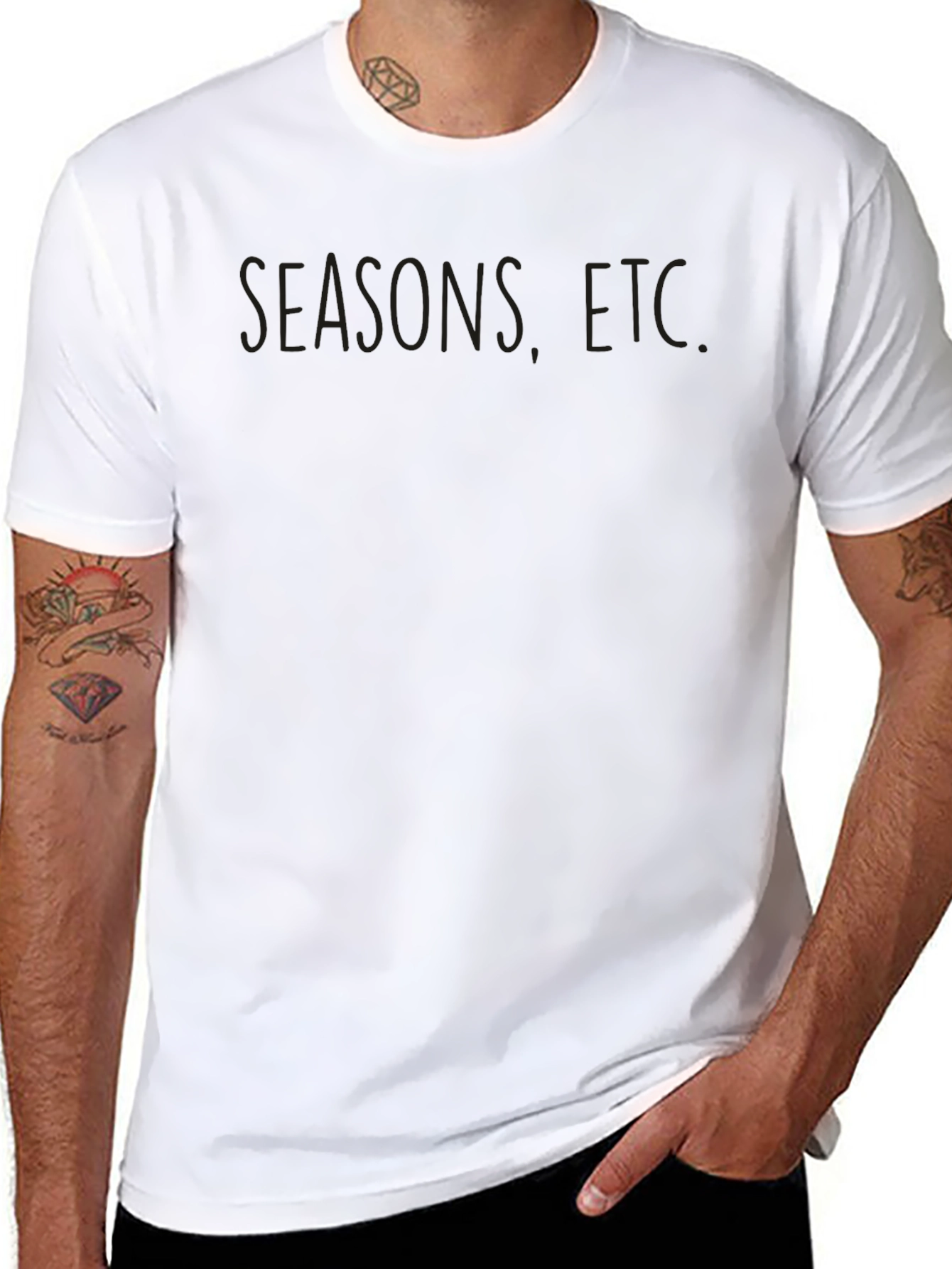 Mens Black Seasons Etc. Graphic T-Shirt