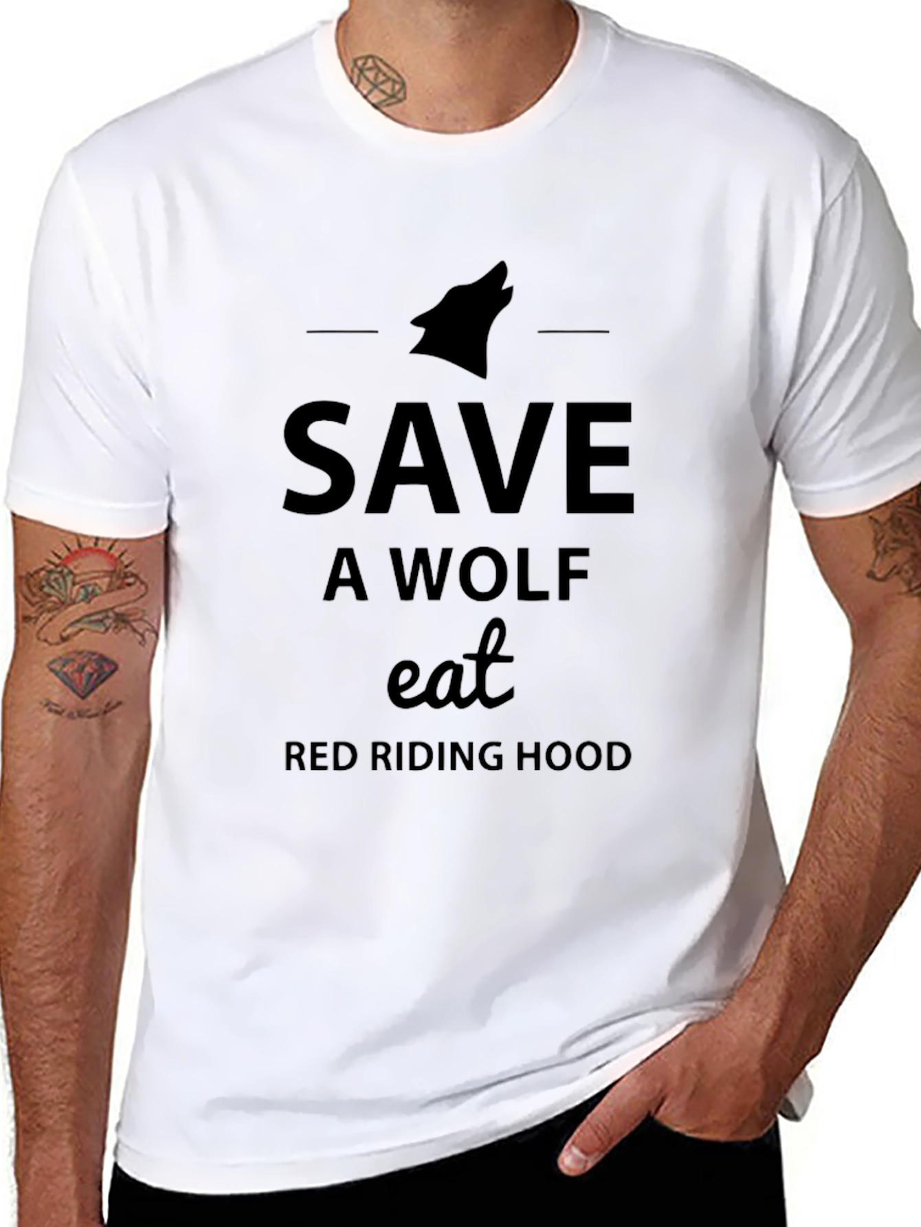 Save a Wolf Eat Red Riding Hood Black T-Shirt
