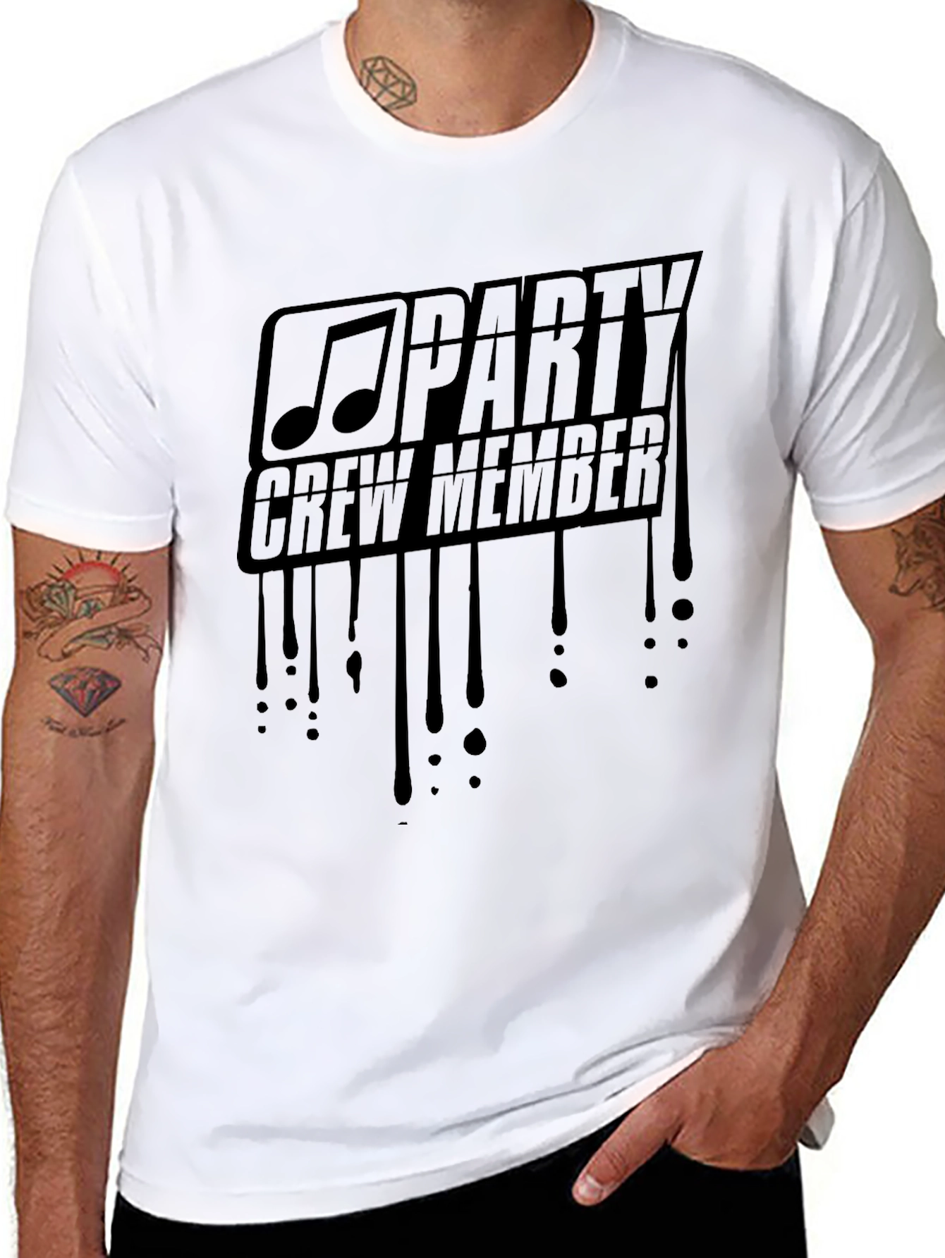 Party Crew Member Graphic Black T-Shirt