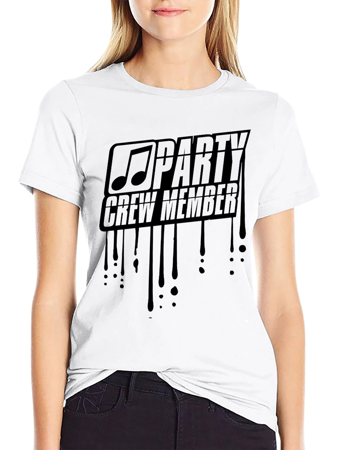 Party Crew Member Graphic Black T-Shirt