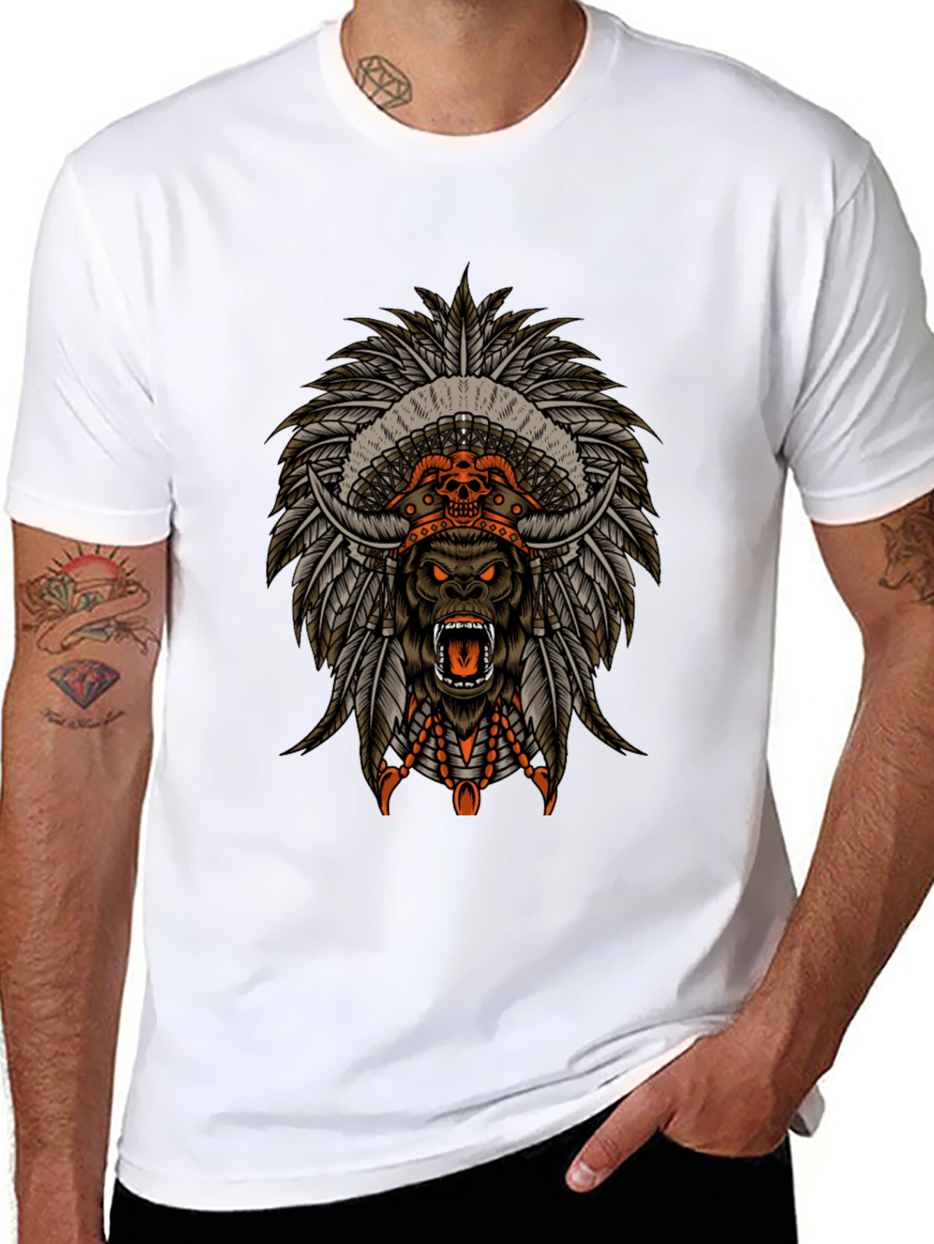 Tribal Gorilla Graphic Tee - Mens Black T-Shirt