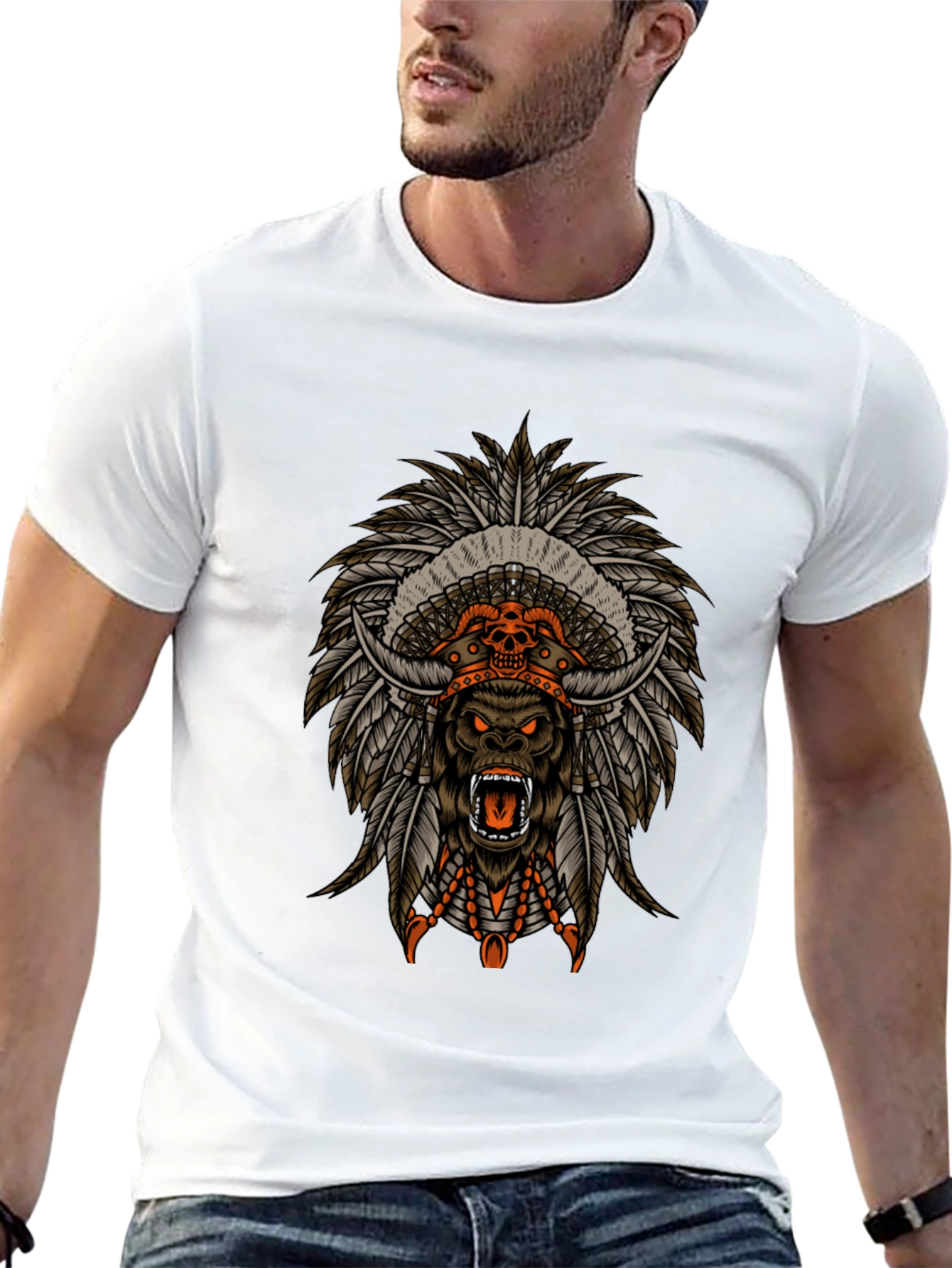 Tribal Gorilla Graphic Tee - Mens Black T-Shirt