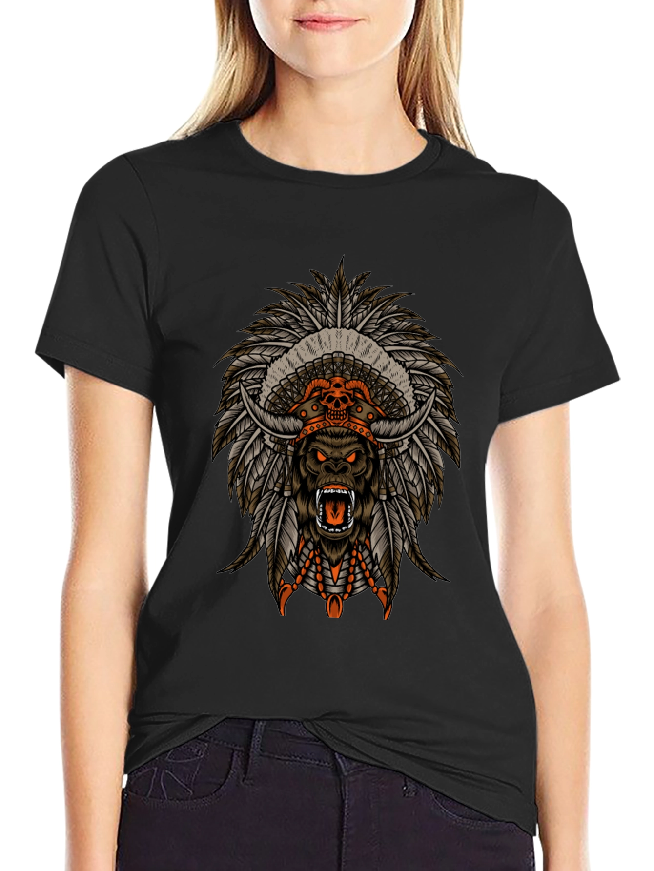 Tribal Gorilla Graphic Tee - Mens Black T-Shirt