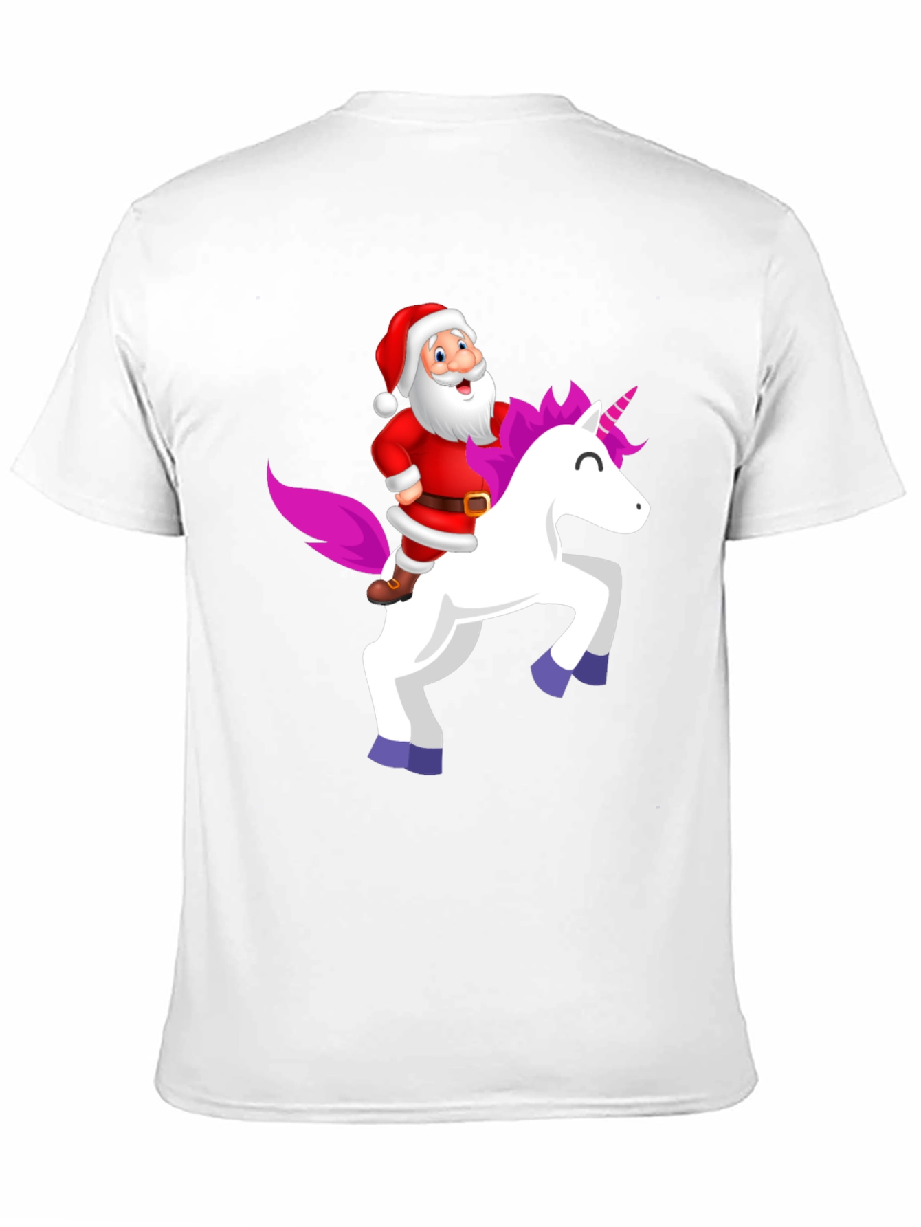 Santa Riding Unicorn Black T-Shirt