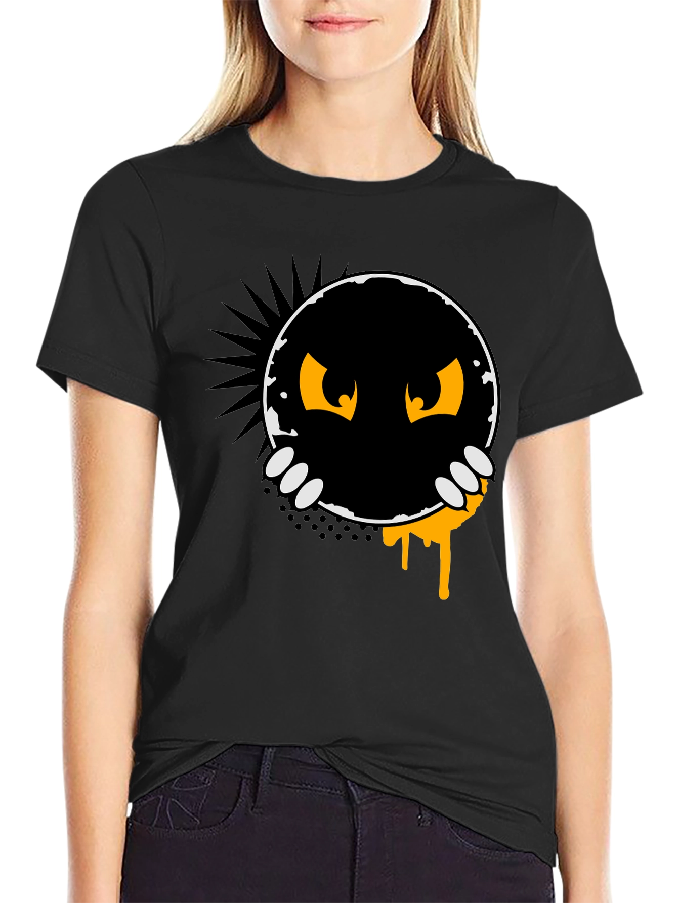 Monster Peek-a-Boo Graphic Tee - Black