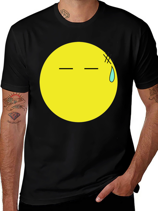 Black T-Shirt with Anxious Emoji Print