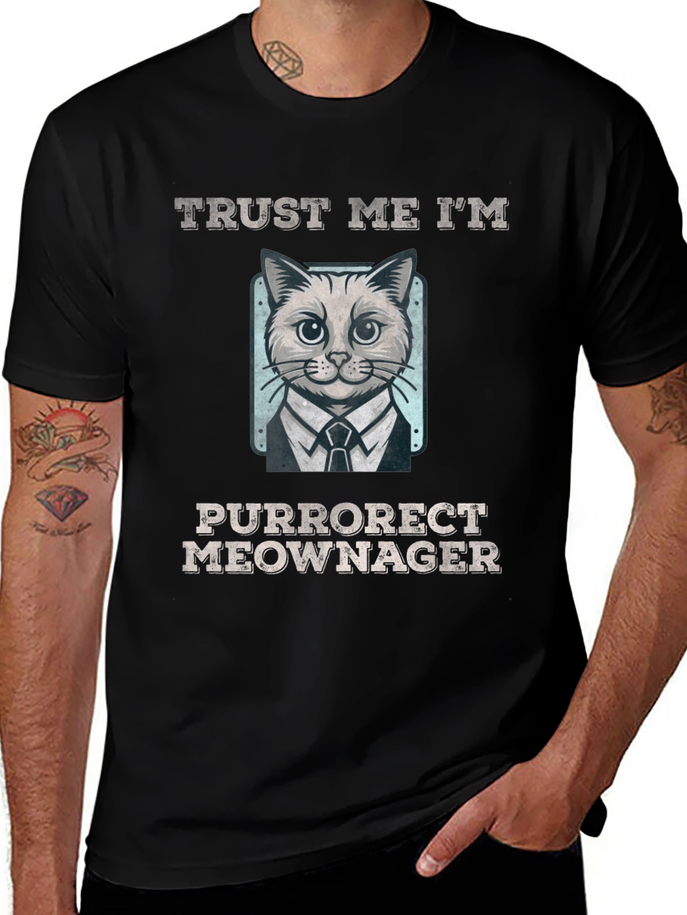 Purrorect Meownager T-Shirt - Funny Cat Tee