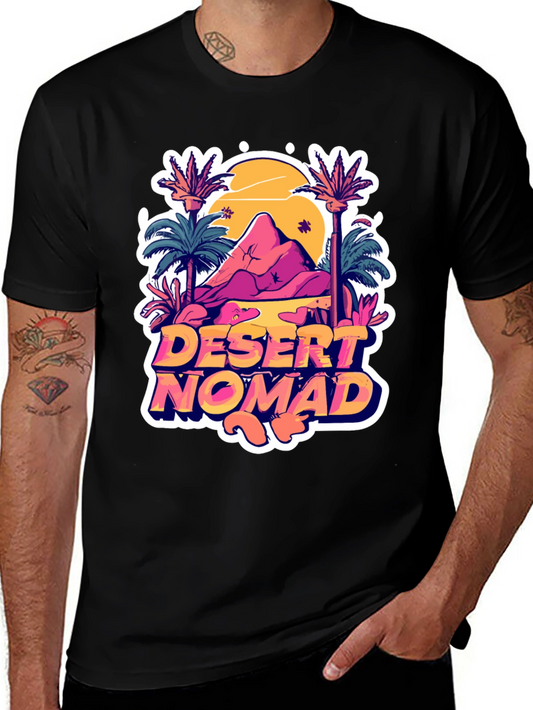 Desert Nomad Graphic Tee - Black Cotton T-Shirt