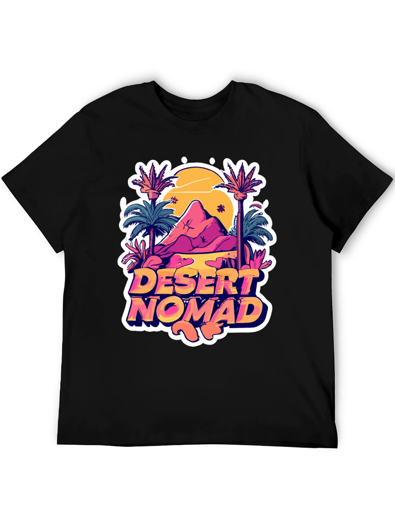 Desert Nomad Graphic Tee - Black Cotton T-Shirt