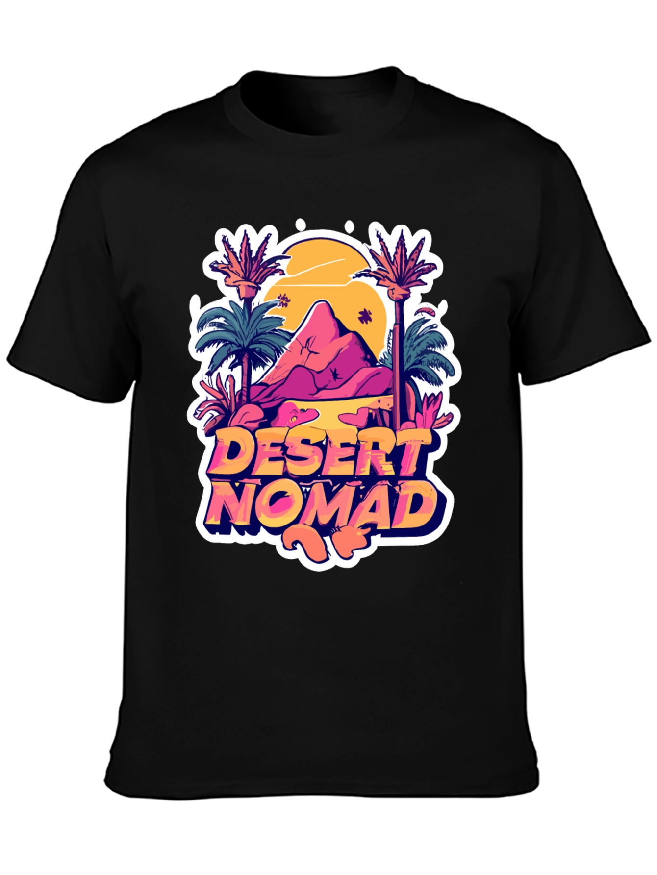 Desert Nomad Graphic Tee - Black Cotton T-Shirt