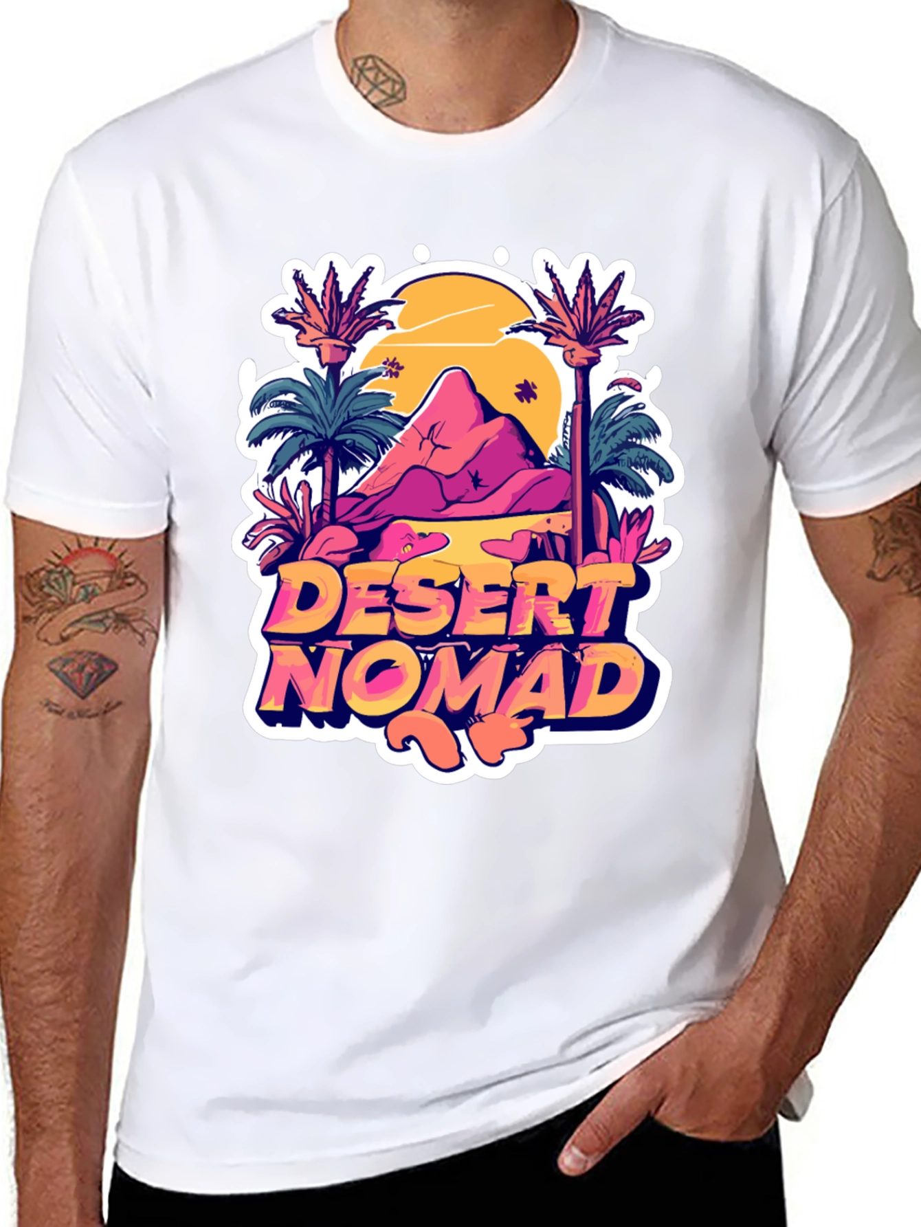 Desert Nomad Graphic Tee - Black Cotton T-Shirt