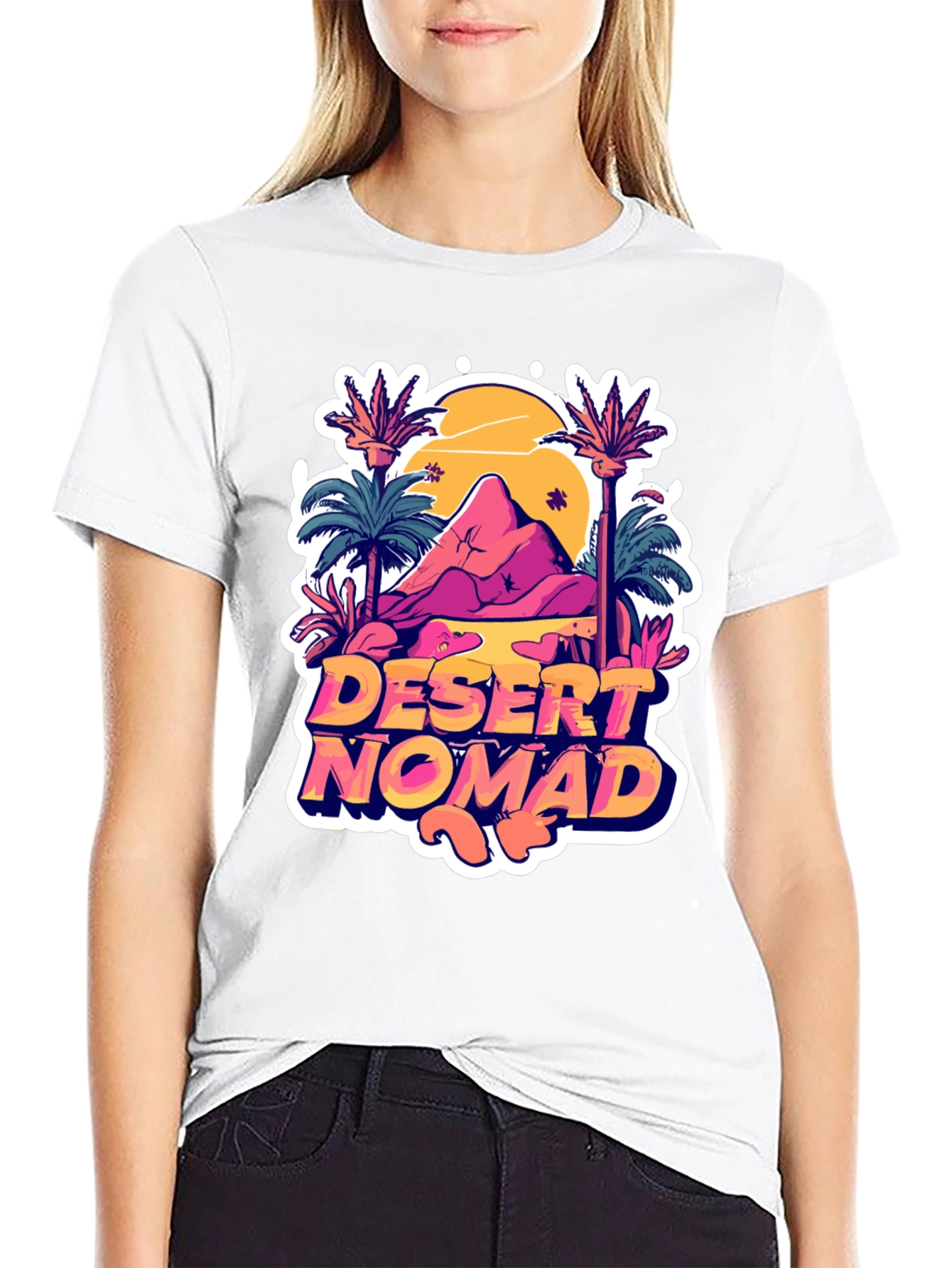 Desert Nomad Graphic Tee - Black Cotton T-Shirt