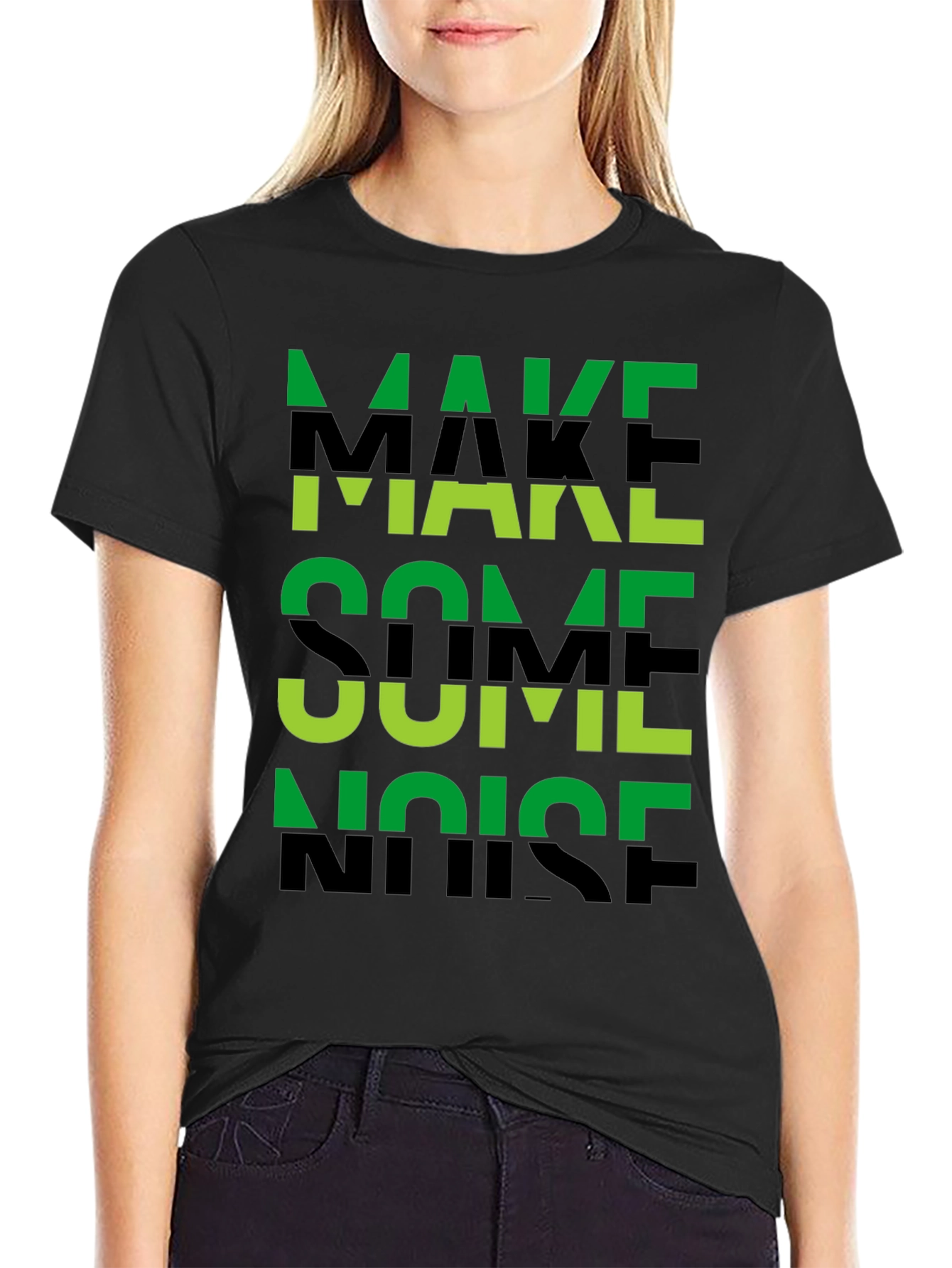 Make Some Noise Graphic Tee - Black Cotton T-Shirt