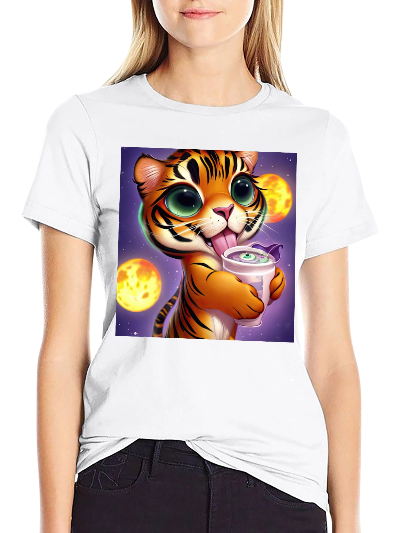 Cute Cartoon Tiger Graphic Tee - Soft Cotton Blend