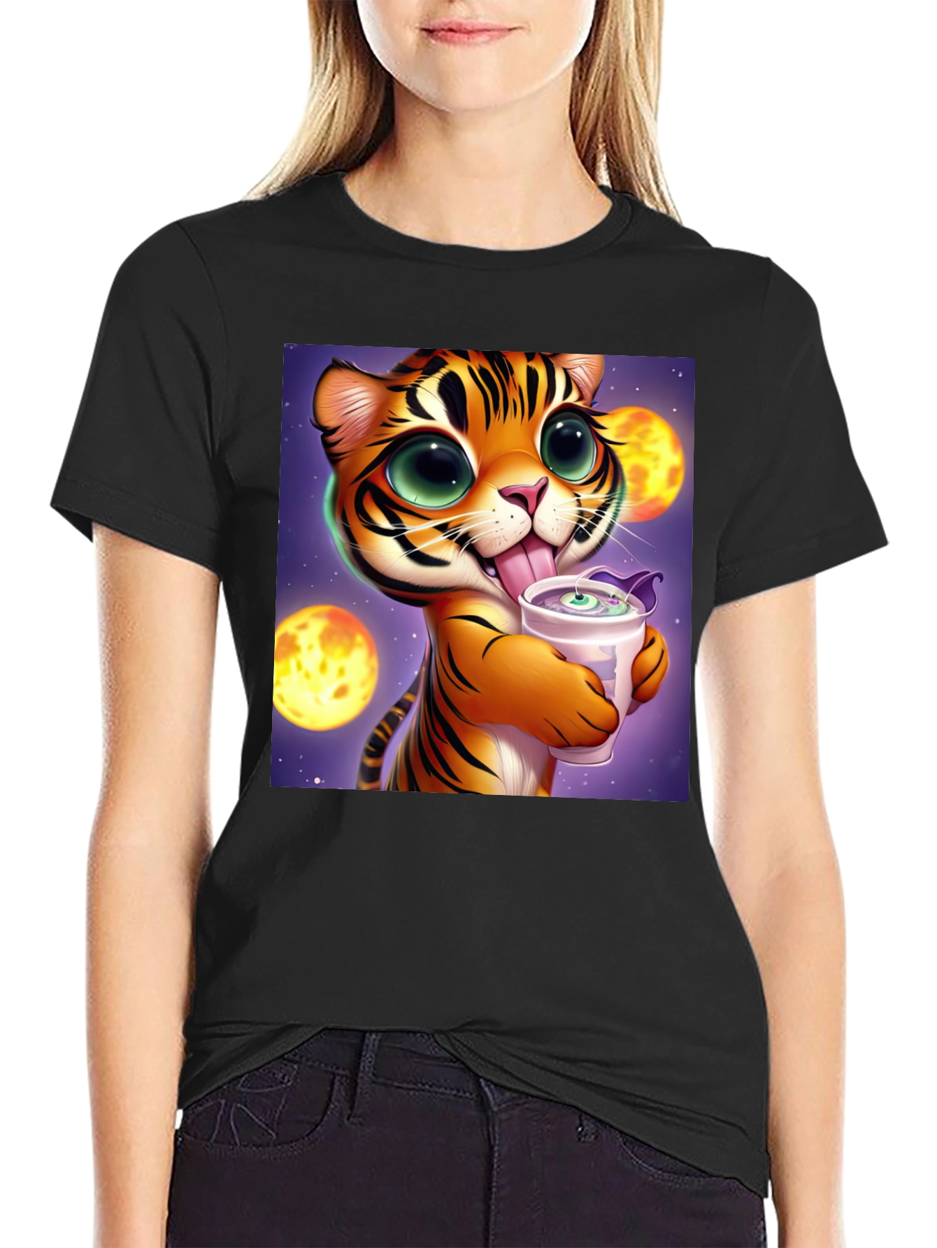 Cute Cartoon Tiger Graphic Tee - Soft Cotton Blend