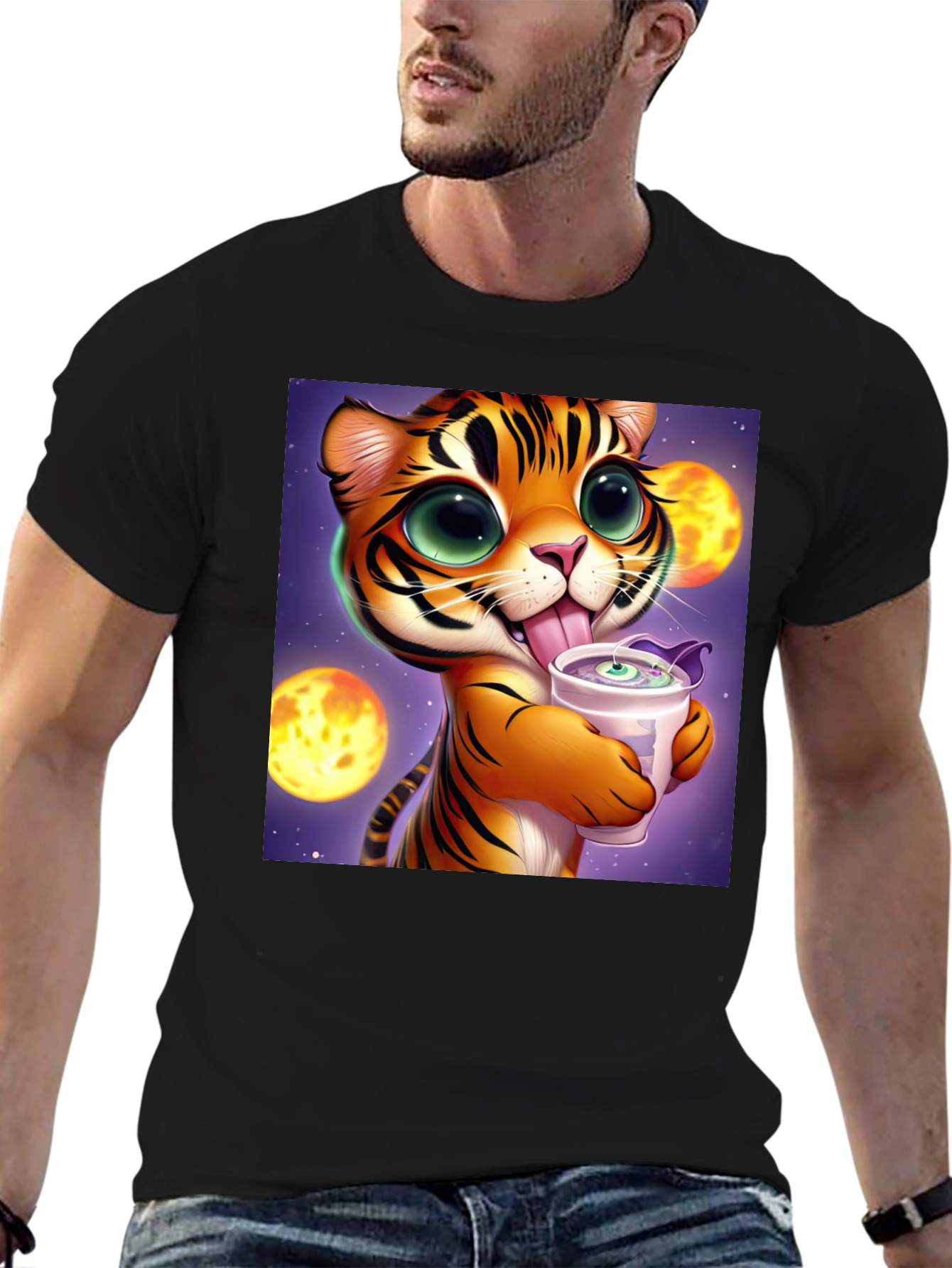 Cute Cartoon Tiger Graphic Tee - Soft Cotton Blend