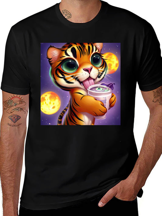Cute Cartoon Tiger Graphic Tee - Soft Cotton Blend