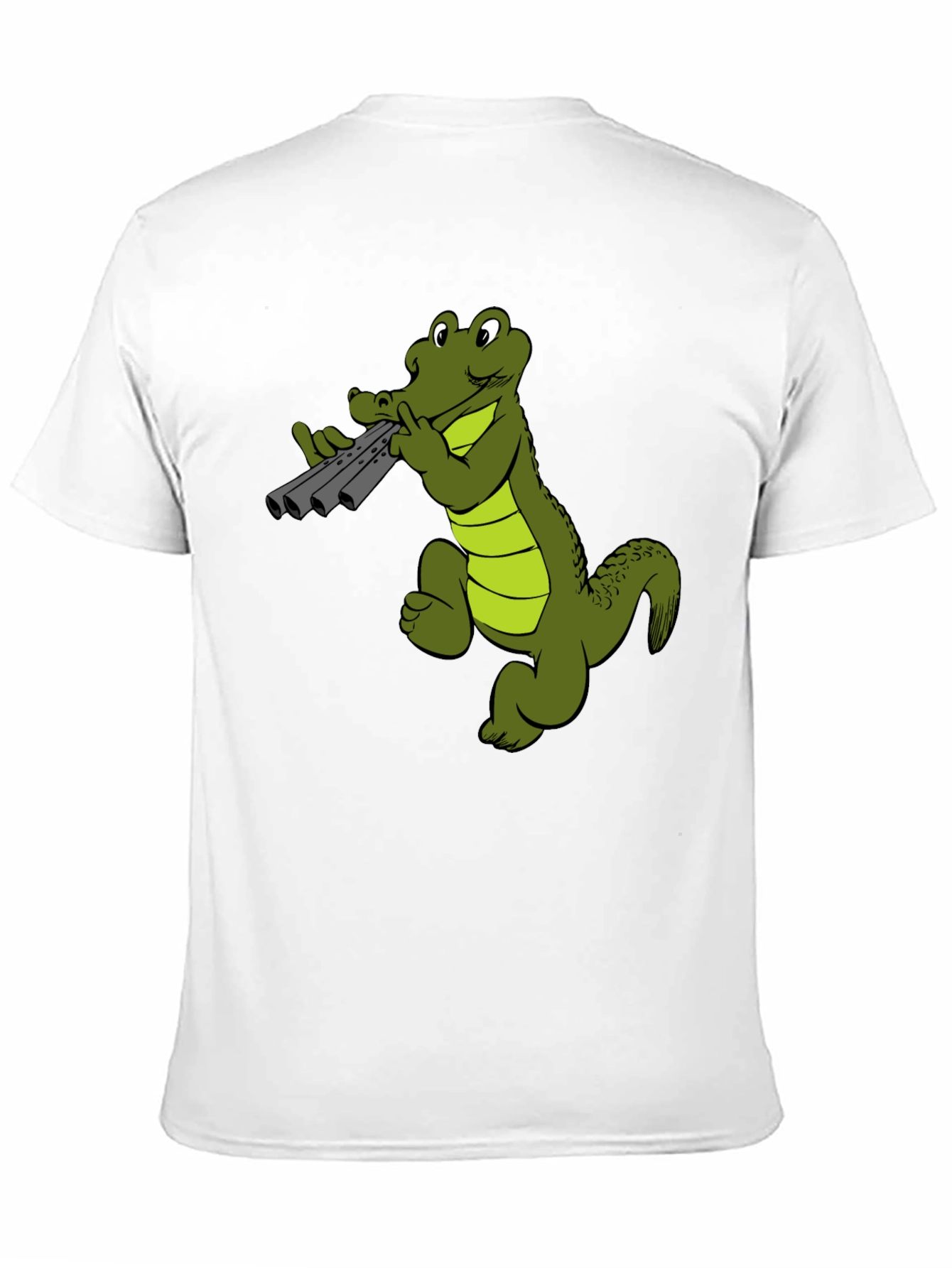 Cool Alligator Panpipes Graphic Tee - Black Cotton