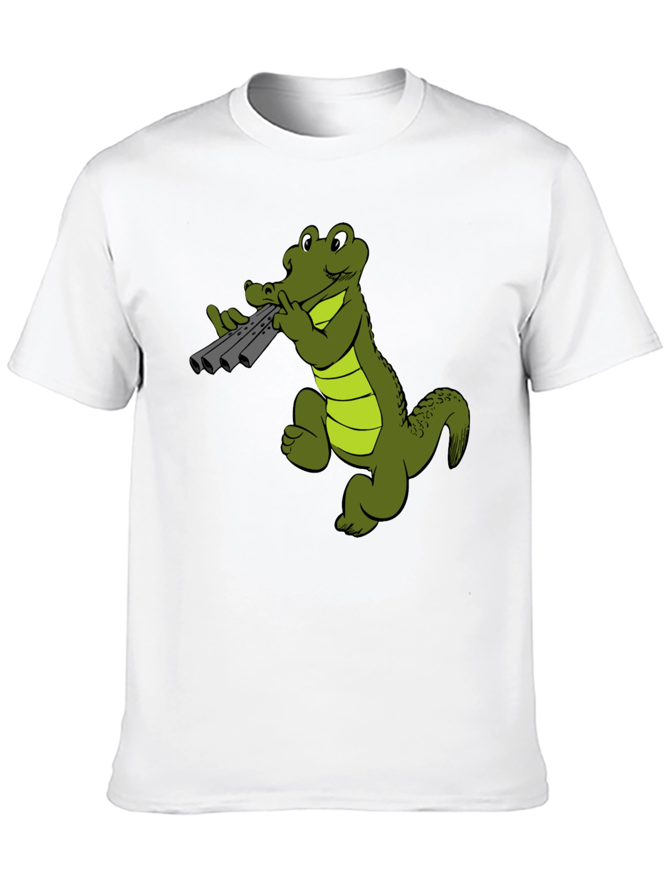 Cool Alligator Panpipes Graphic Tee - Black Cotton