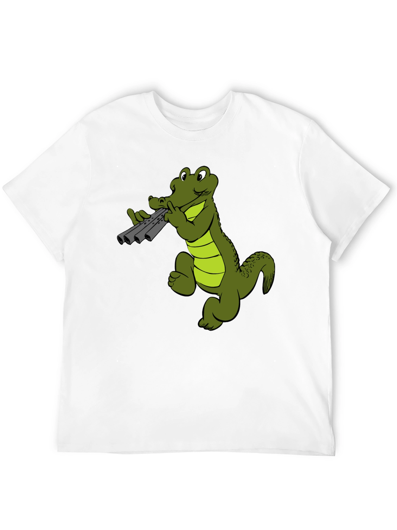 Cool Alligator Panpipes Graphic Tee - Black Cotton