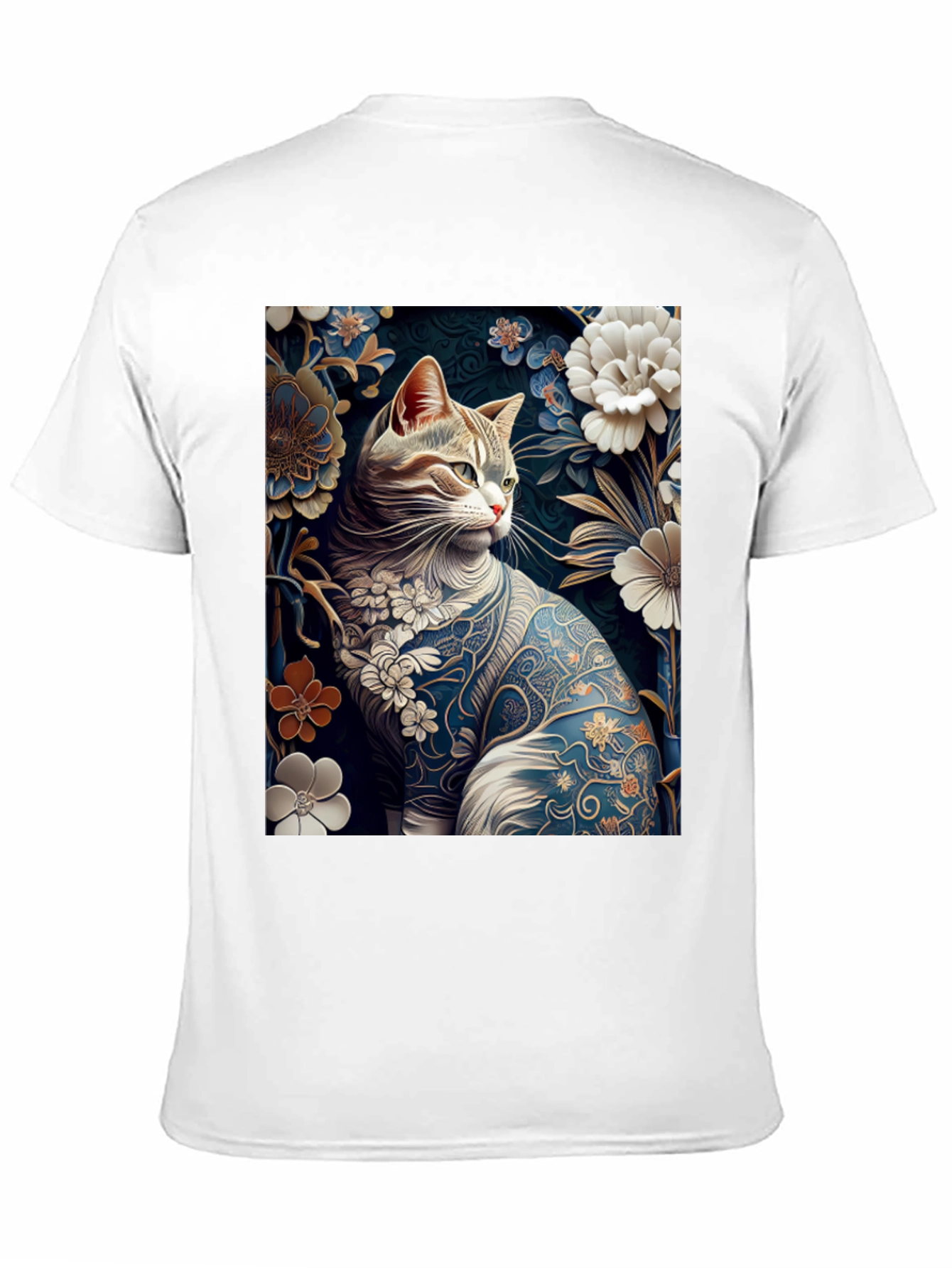 Floral Cat T-Shirt: Unique Artistic Design
