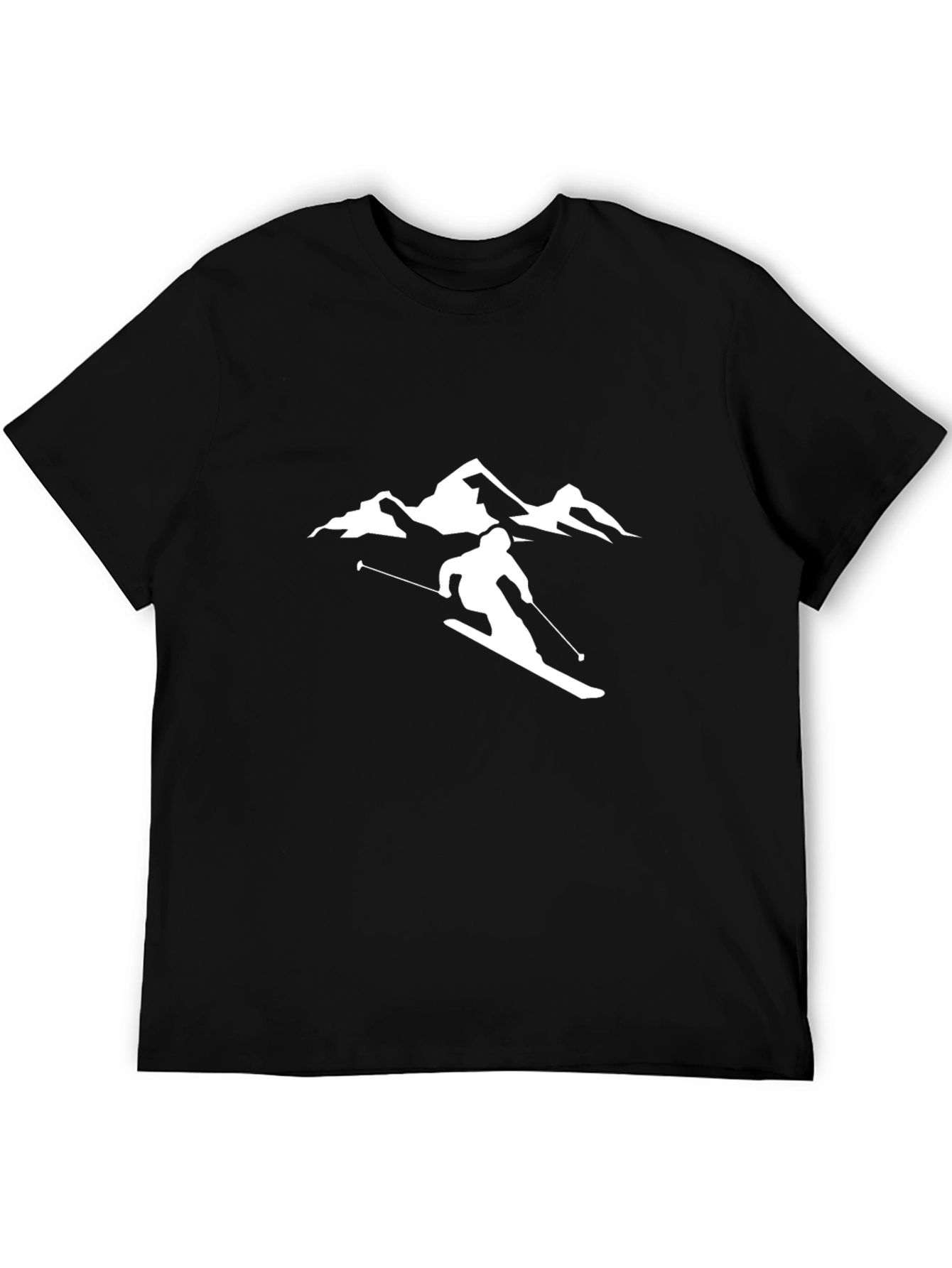 Ski Mountain Graphic Tee - Black Cotton Comfort