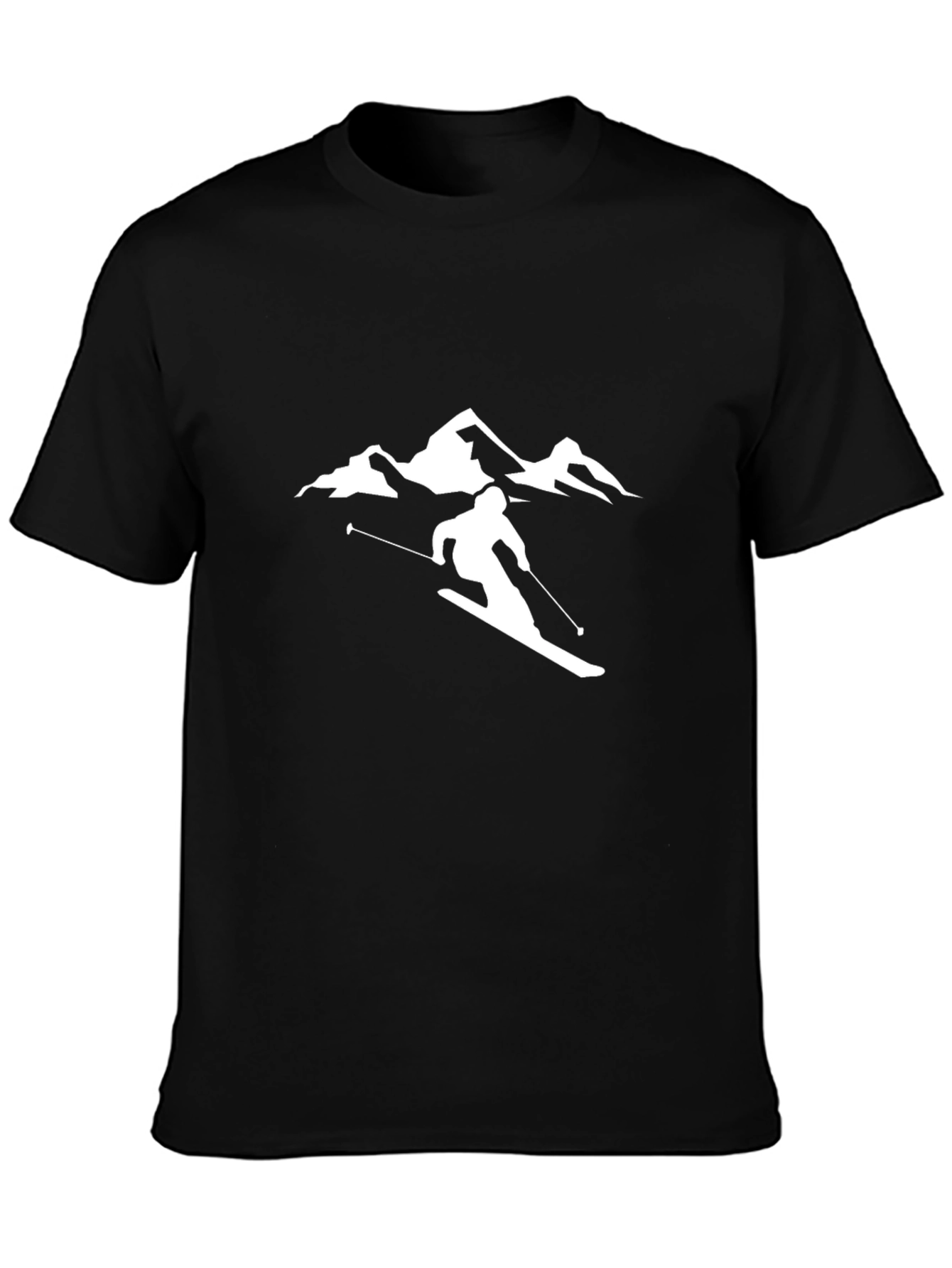 Ski Mountain Graphic Tee - Black Cotton Comfort