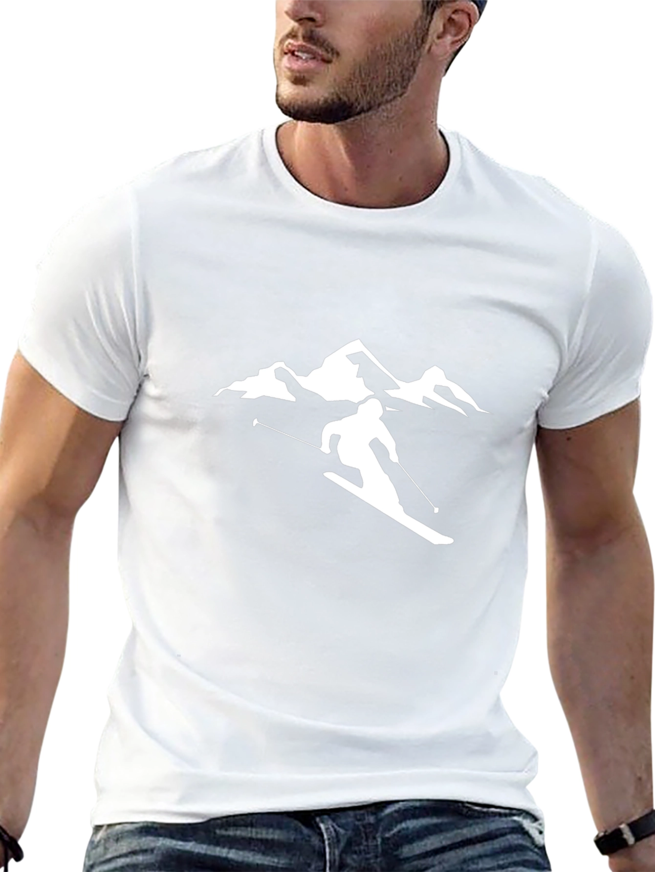 Ski Mountain Graphic Tee - Black Cotton Comfort