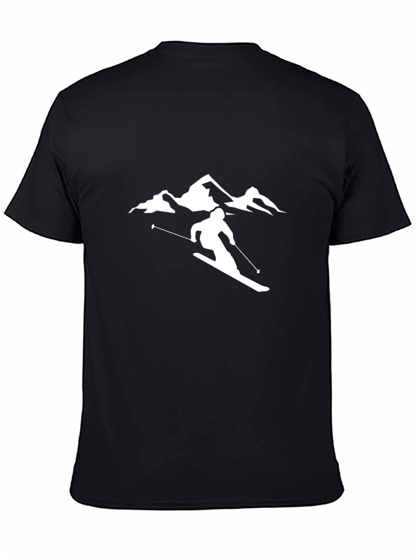 Ski Mountain Graphic Tee - Black Cotton Comfort