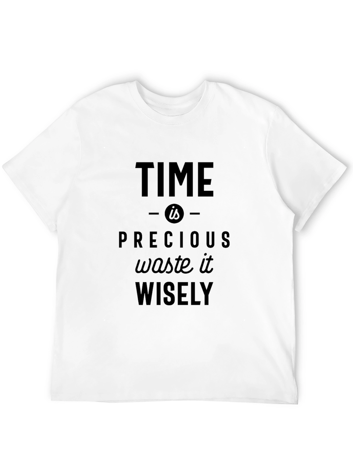 Time is Precious Slogan Black Graphic T-Shirt