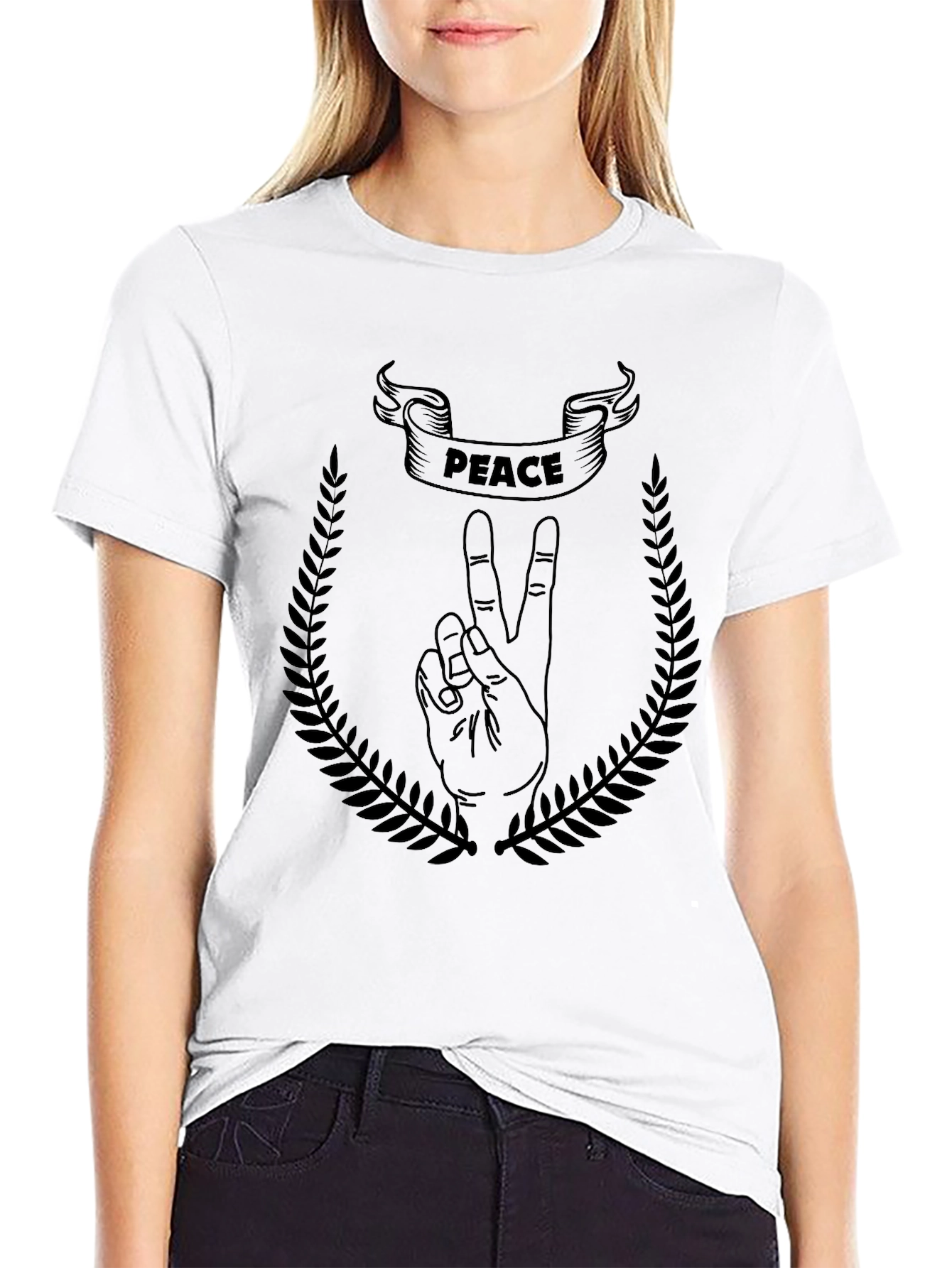 Peace Sign Graphic T-Shirt - Black