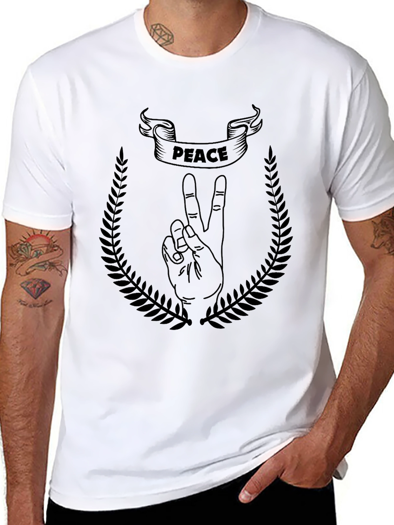 Peace Sign Graphic T-Shirt - Black
