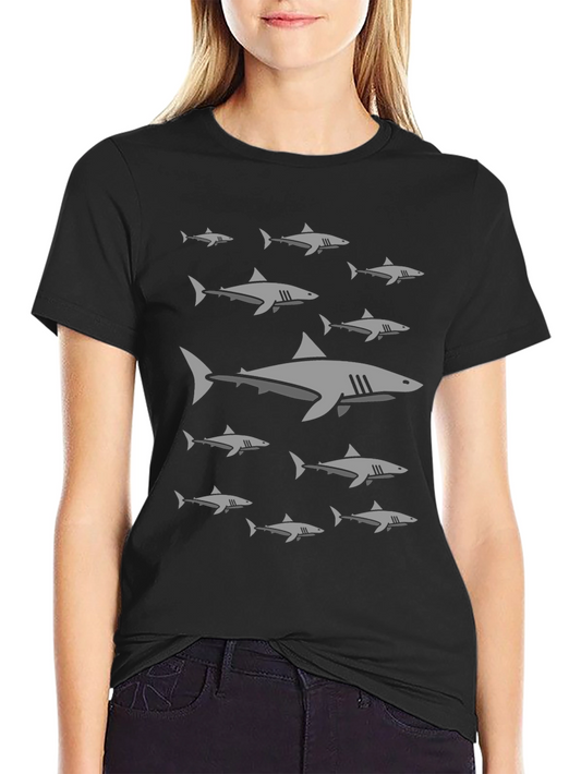 Mens Shark Pattern Graphic Tee - Stylish Crew Neck T-Shirt