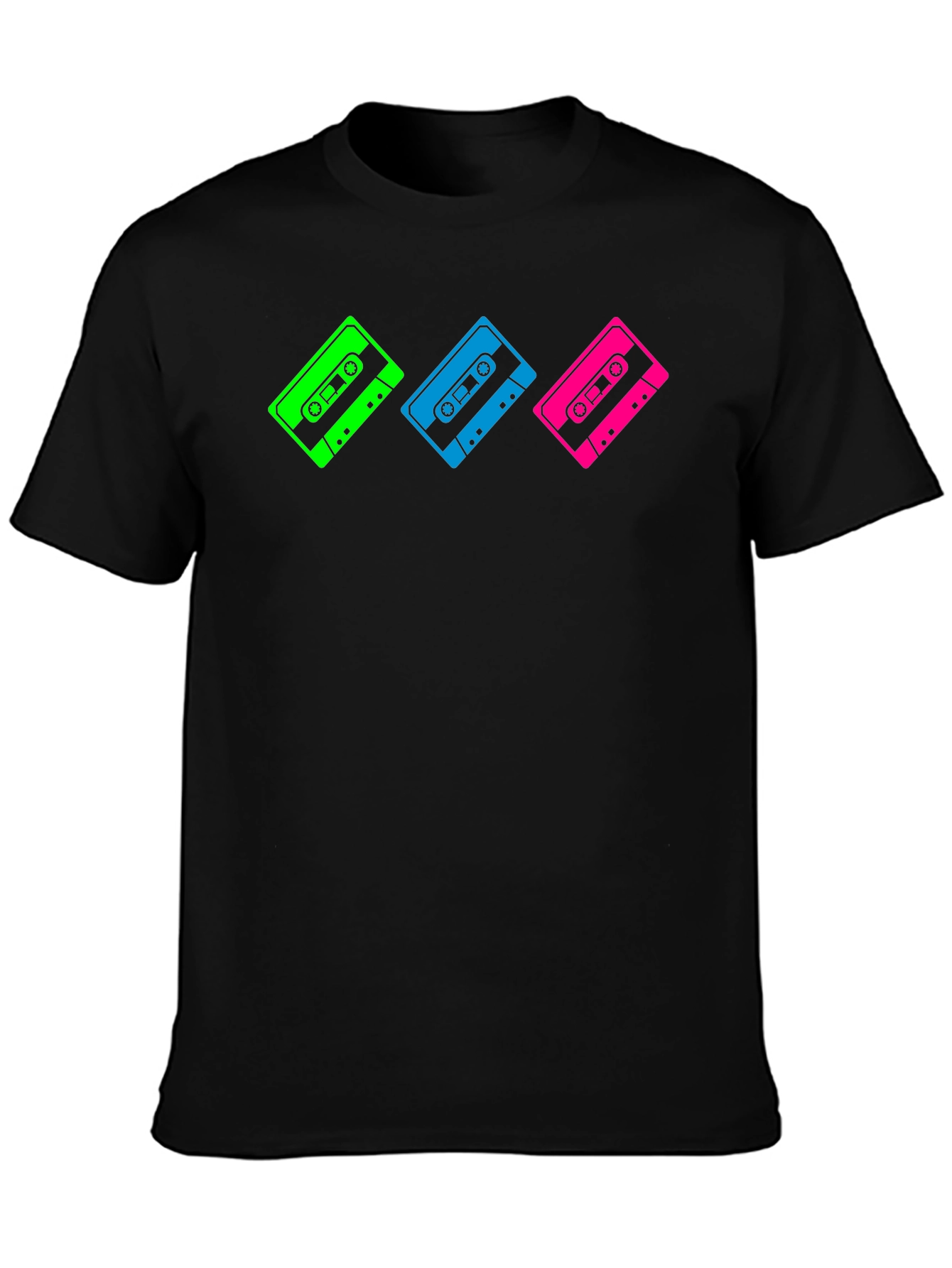 Retro Cassette Tape Graphic T-Shirt - Black