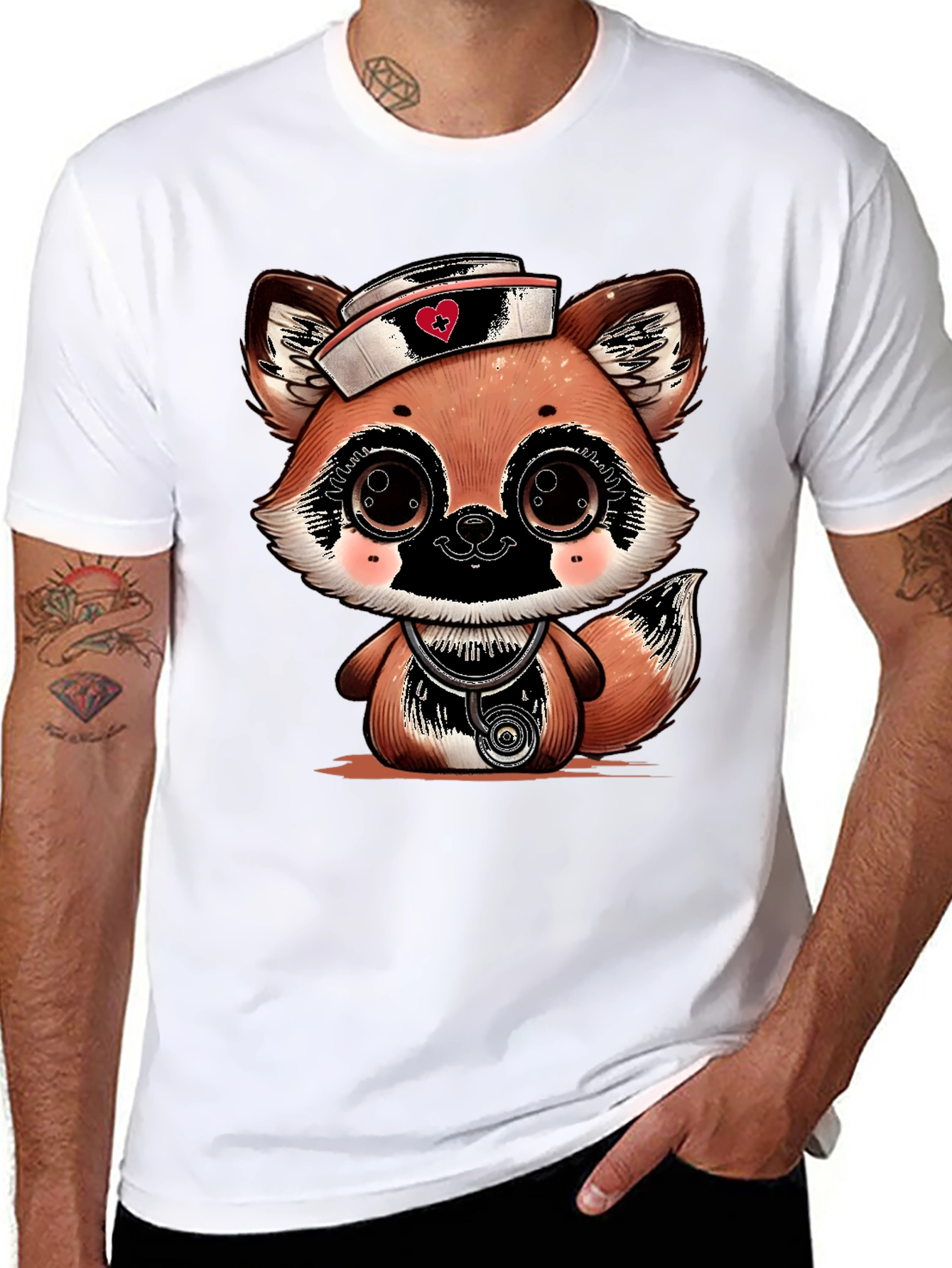 Cute Cartoon Fox Nurse T-Shirt