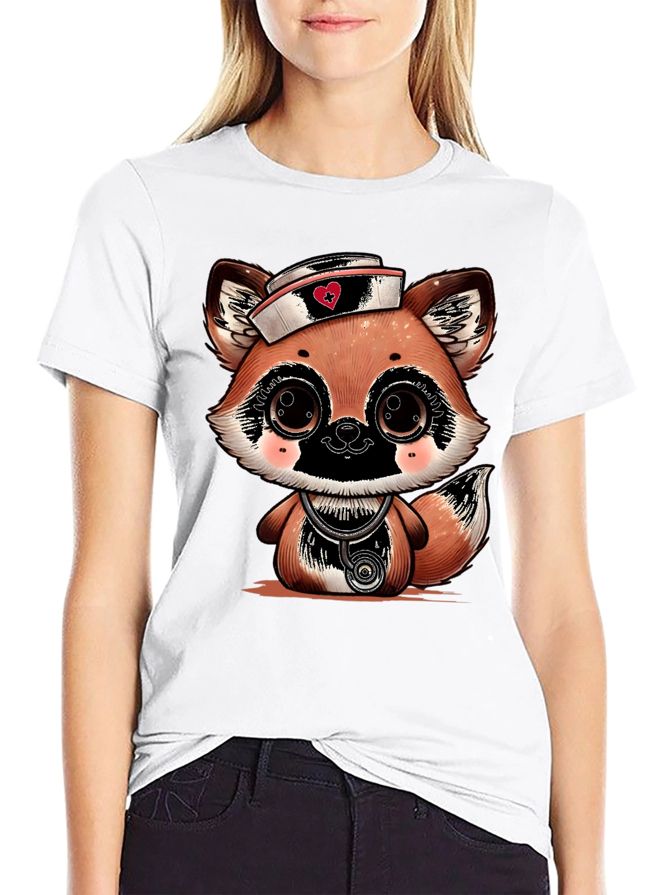 Cute Cartoon Fox Nurse T-Shirt